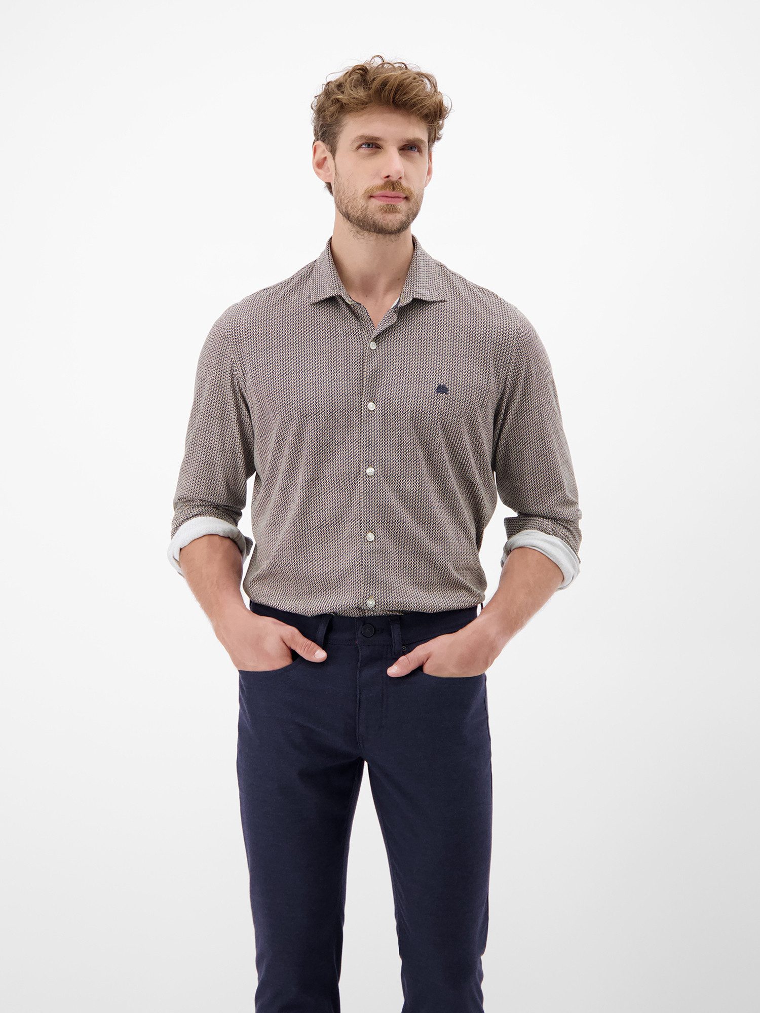 Lerros Geruit overhemd LERROS Shirt met lange mouwen met Minimaal-ruitpatroon