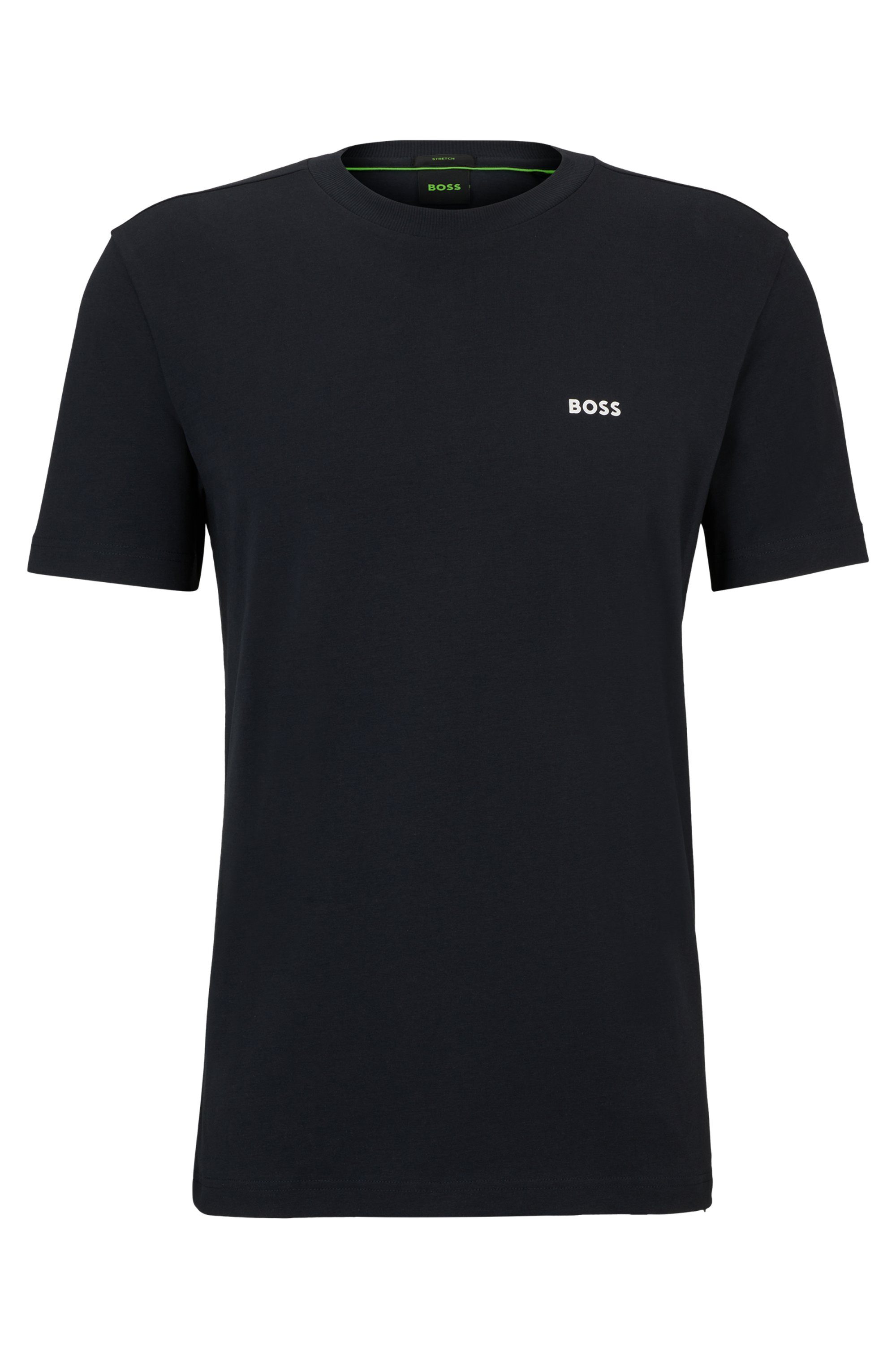 BOSS GREEN Shirt met ronde hals Thee met gegomd contrast-logo