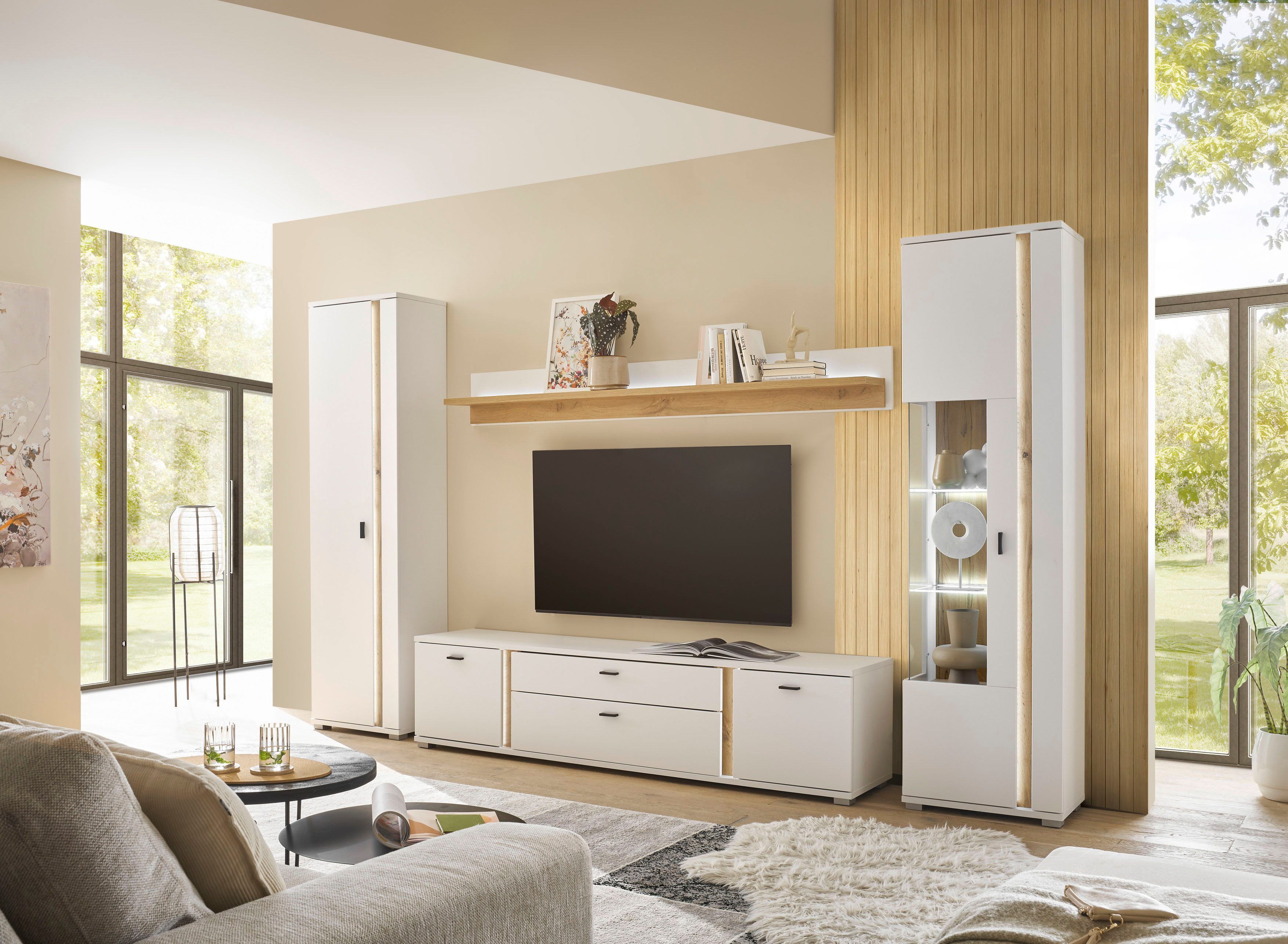 INOSIGN Multifunctionele kast Long Island in moderne trendkleur, inclusief verticale verlichting, breedte 55 cm (1 stuk)