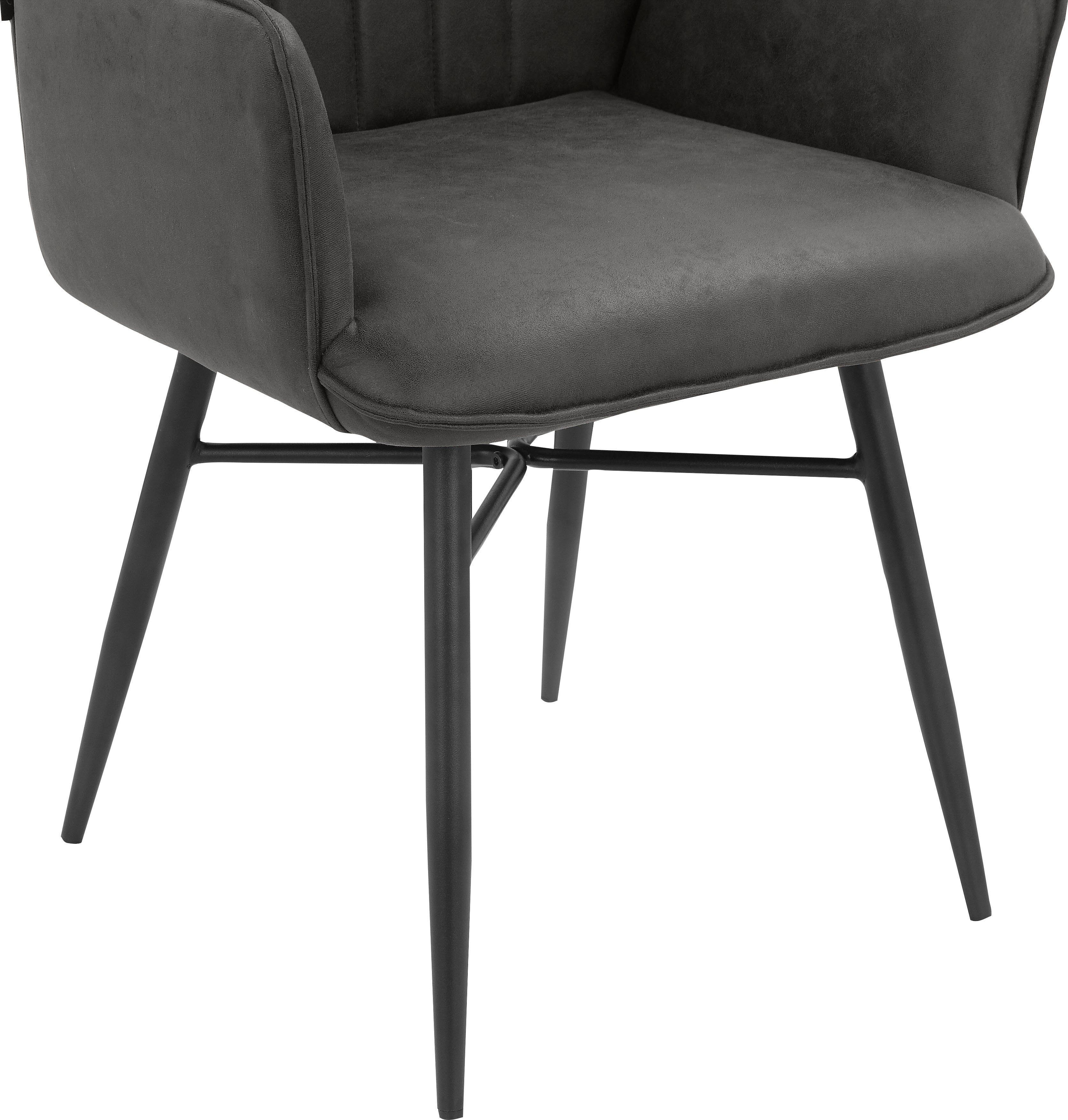 Leonique Eetkamerstoel Hrodwyn Zacht beklede zitting, met horizontale naden op de achterkant, zithoogte 52 cm (2 stuks)
