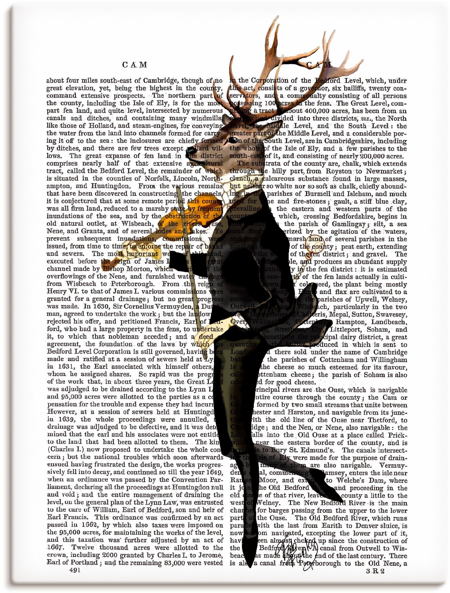 Artland artprint Tanzender Hirsch mit Violine