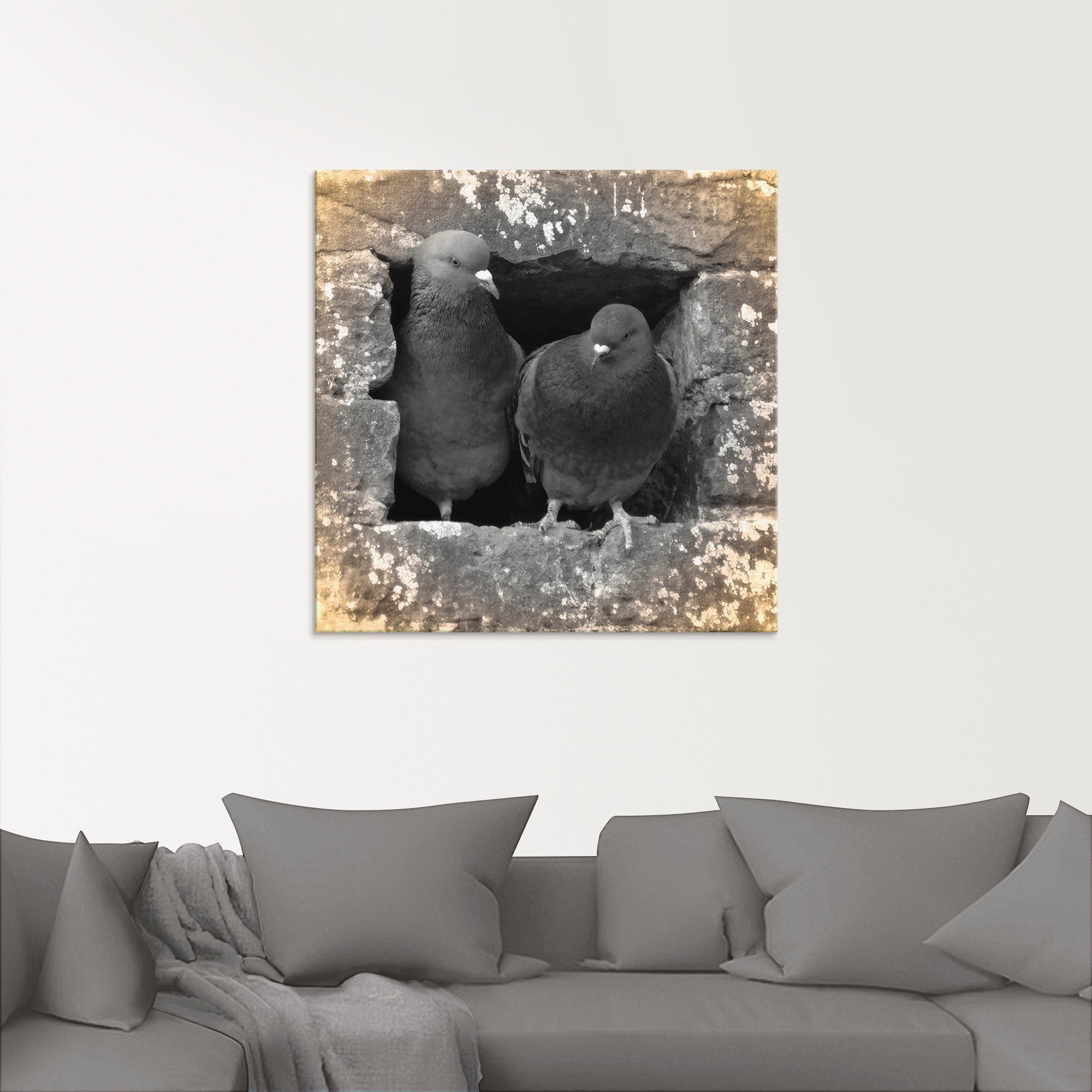 Artland Print op glas Duiven liefde in verschillende maten