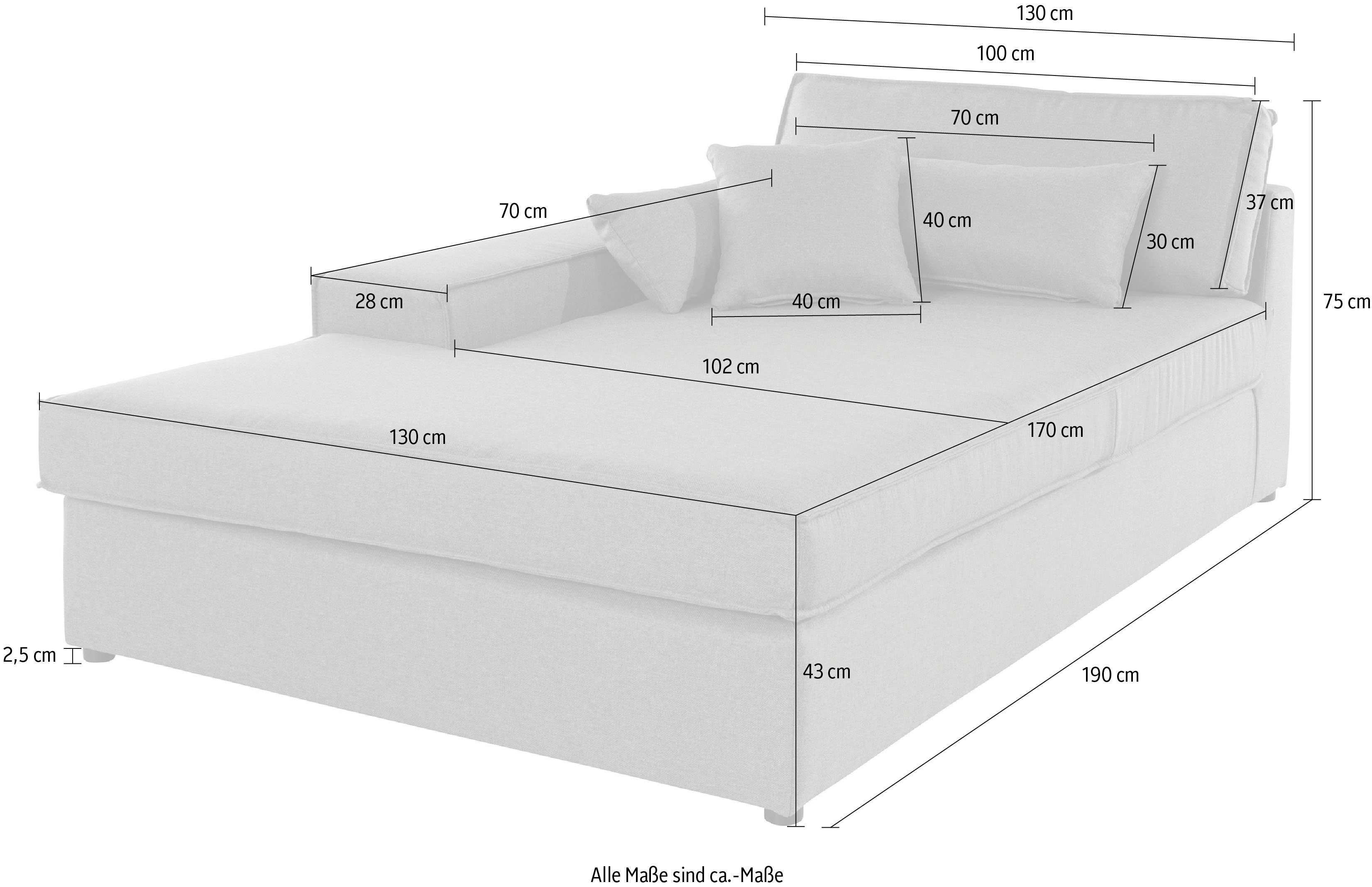 RAUM.ID Ottomane Enid afzonderlijk plaatsbaar of als deel van een modulaire bank, stevig zitcomfort