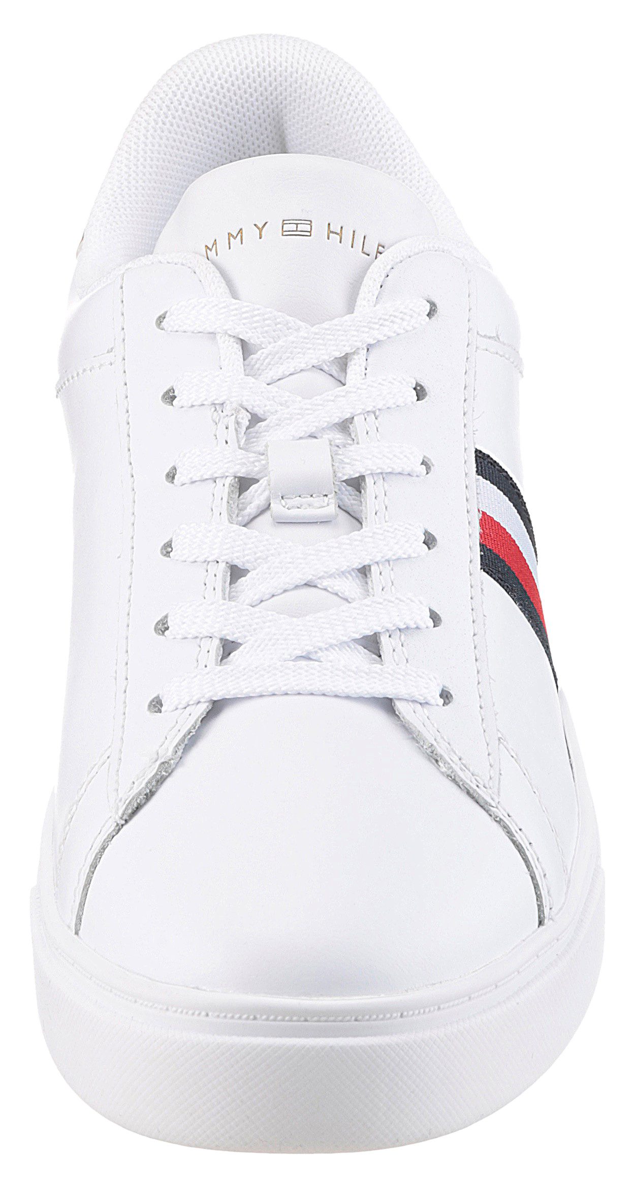Tommy Hilfiger Plateausneakers ESSENTIAL COURT SNEAKER STRPS , vrijetijdsschoen, lage schoen, veterschoen met typische strepen
