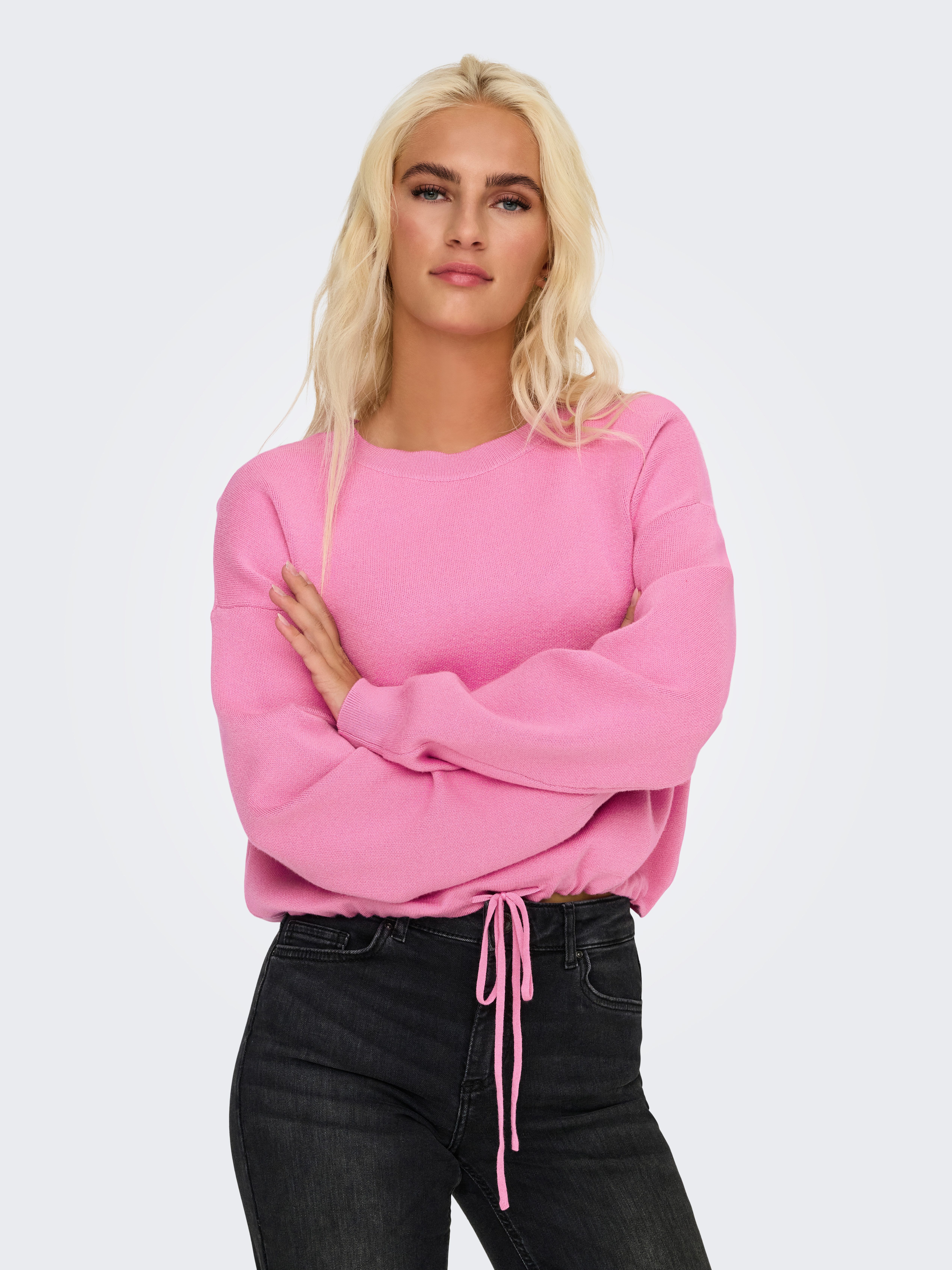 Only Gebreide trui ONLSUMMER LIFE LS O-NECK STRING CC KNT