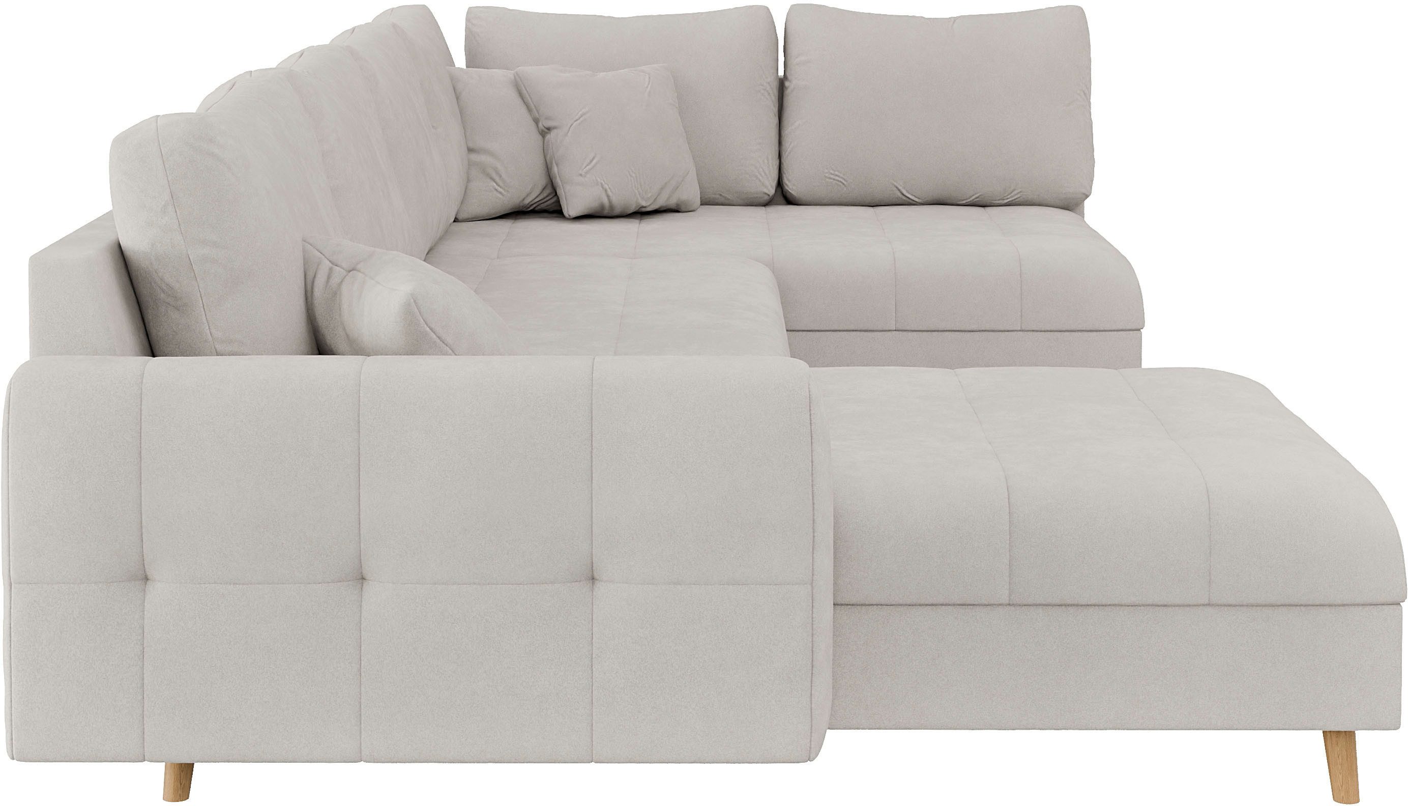Home affaire Zithoek CHARRE U-vorm met ottomane, afmetingen B/D/H: 310/161/81 cm fijne stiksels, losse rug- en sierkussens, ook in cord en bouclé