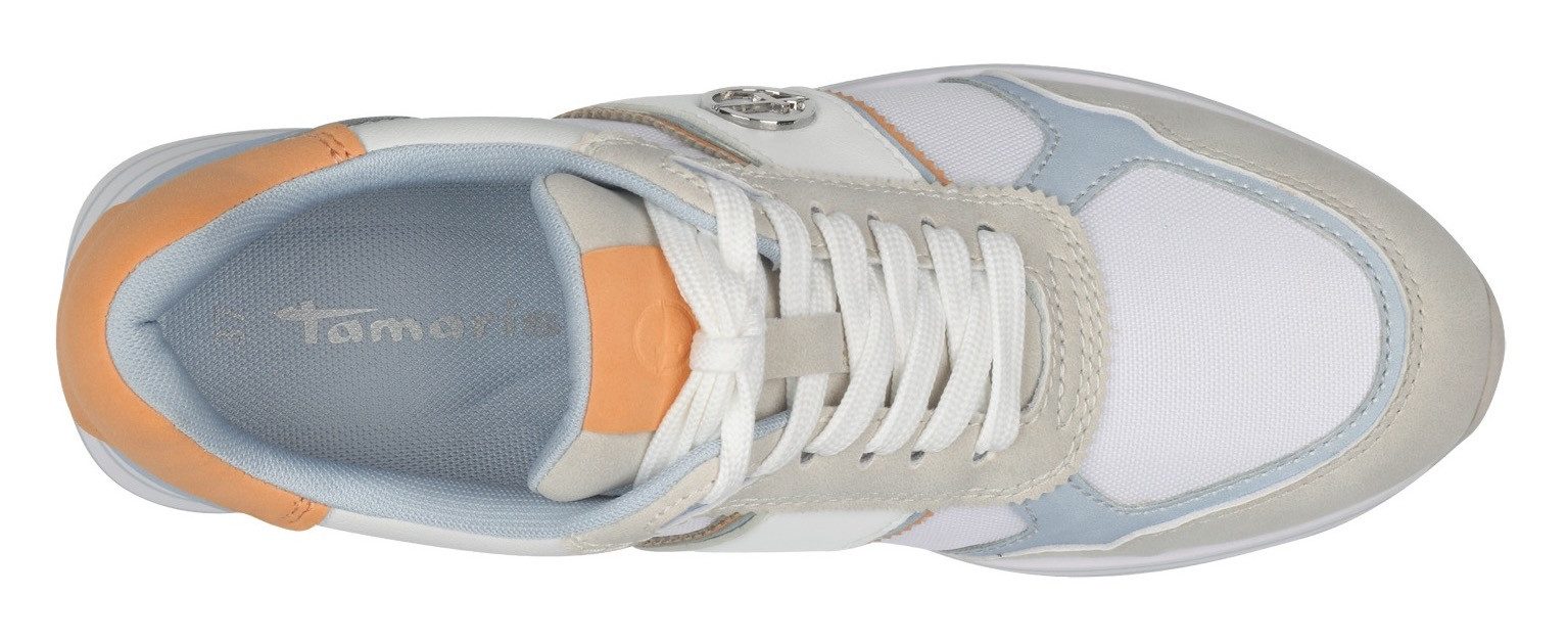 Tamaris Plateausneakers , vrijetijdsschoen, lage schoen, veterschoen met gekleurde accenten