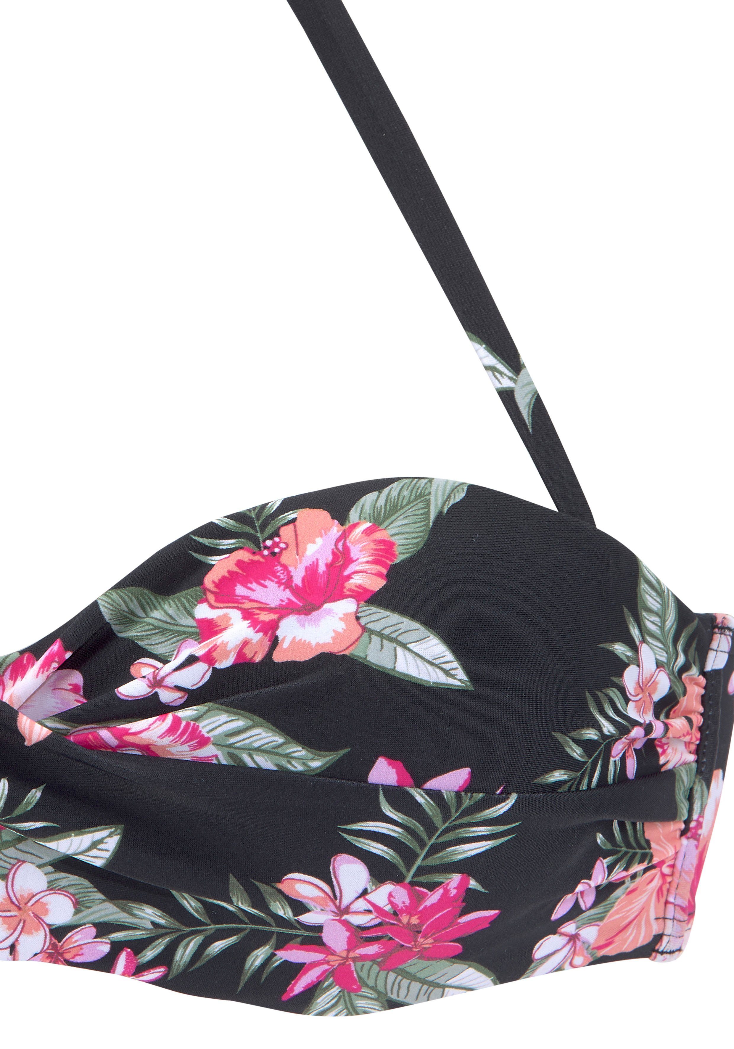 Lascana Beugelbikinitop in bandeaumodel Santini met gebloemd design