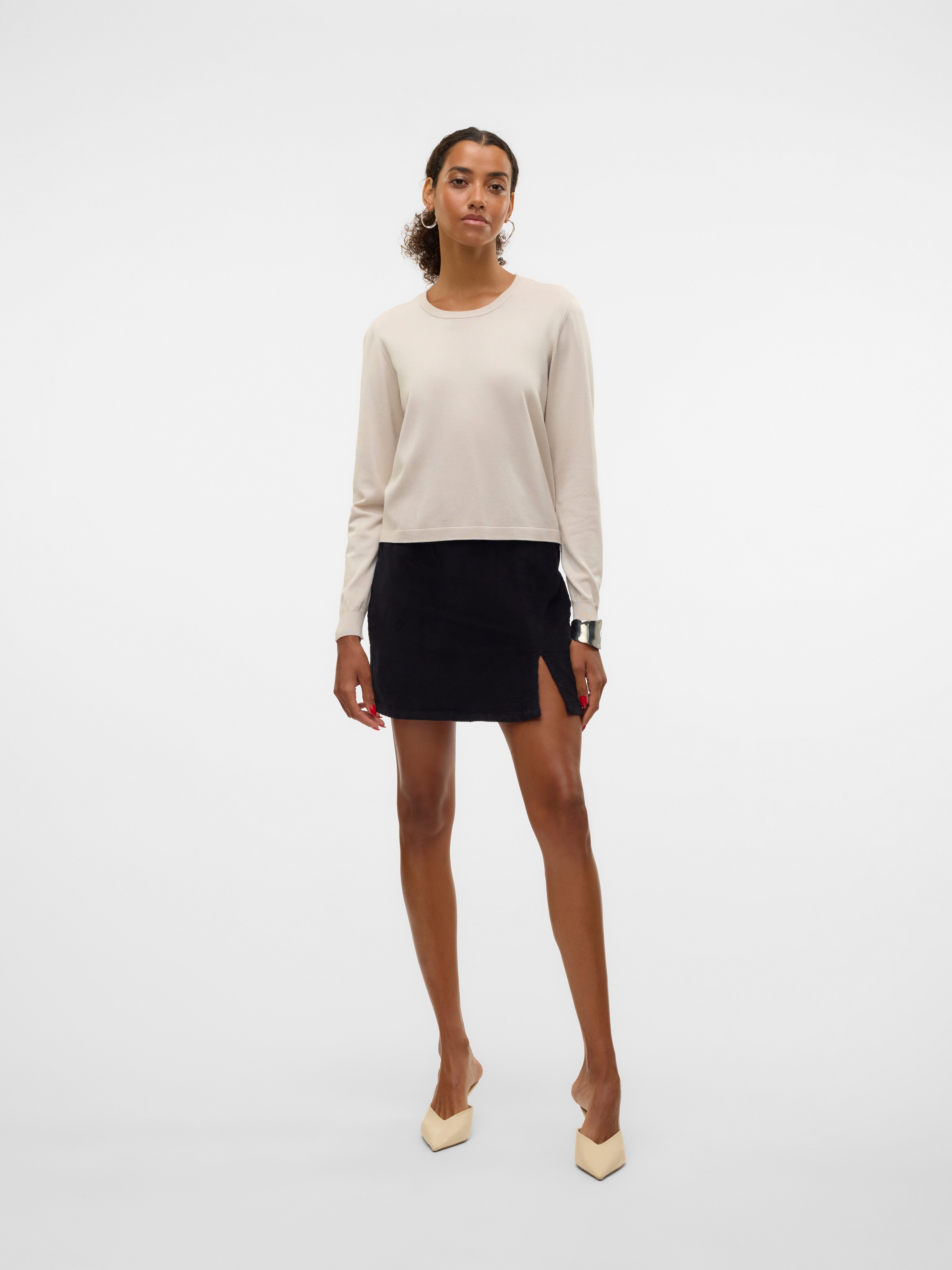 Vero Moda Gebreide trui VMSILJE LS O-NECK SHORT PULLOVER GA NOOS