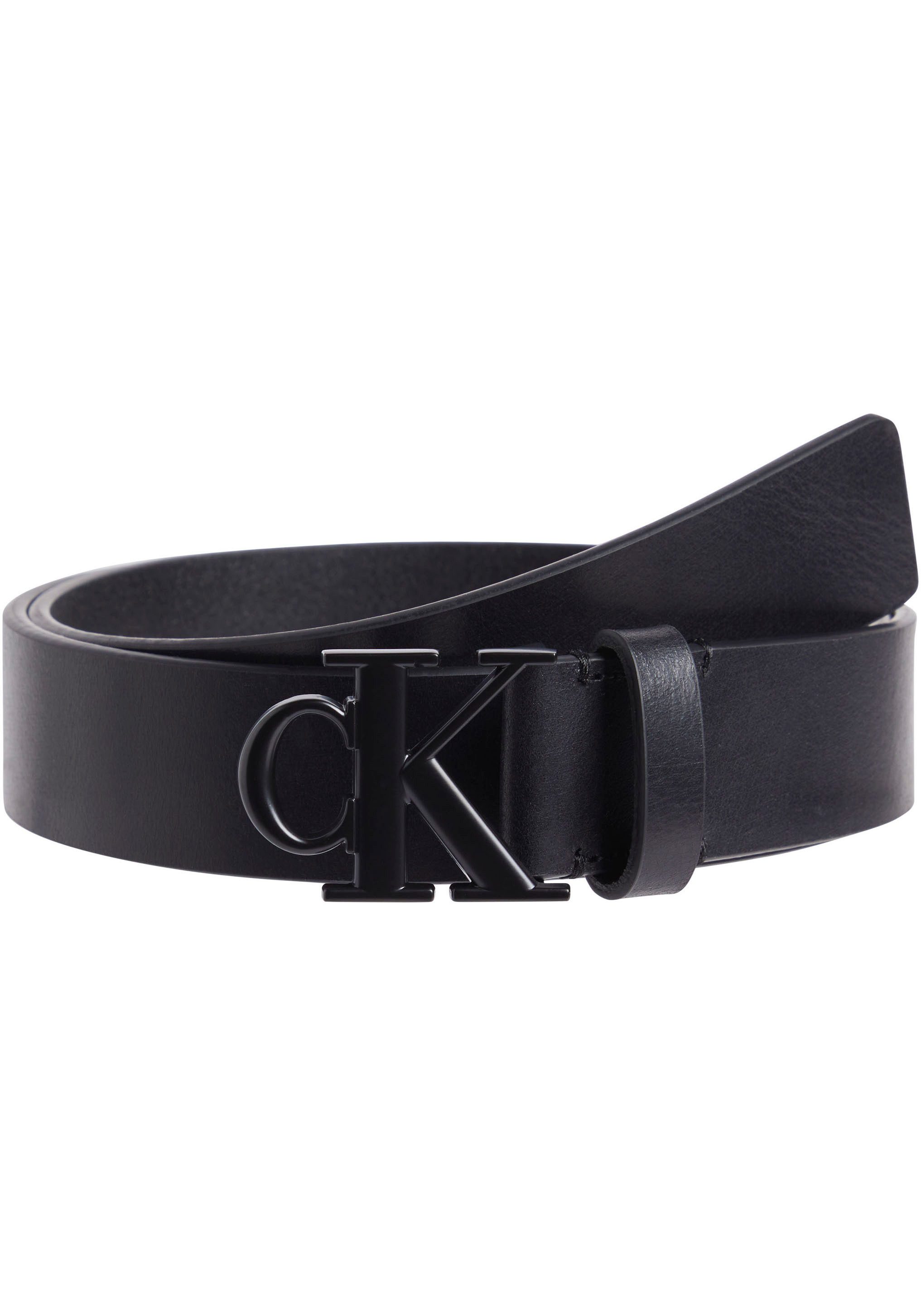 Calvin Klein Leren riem ROUND MONO PLAQUE LTHR BELT 35MM