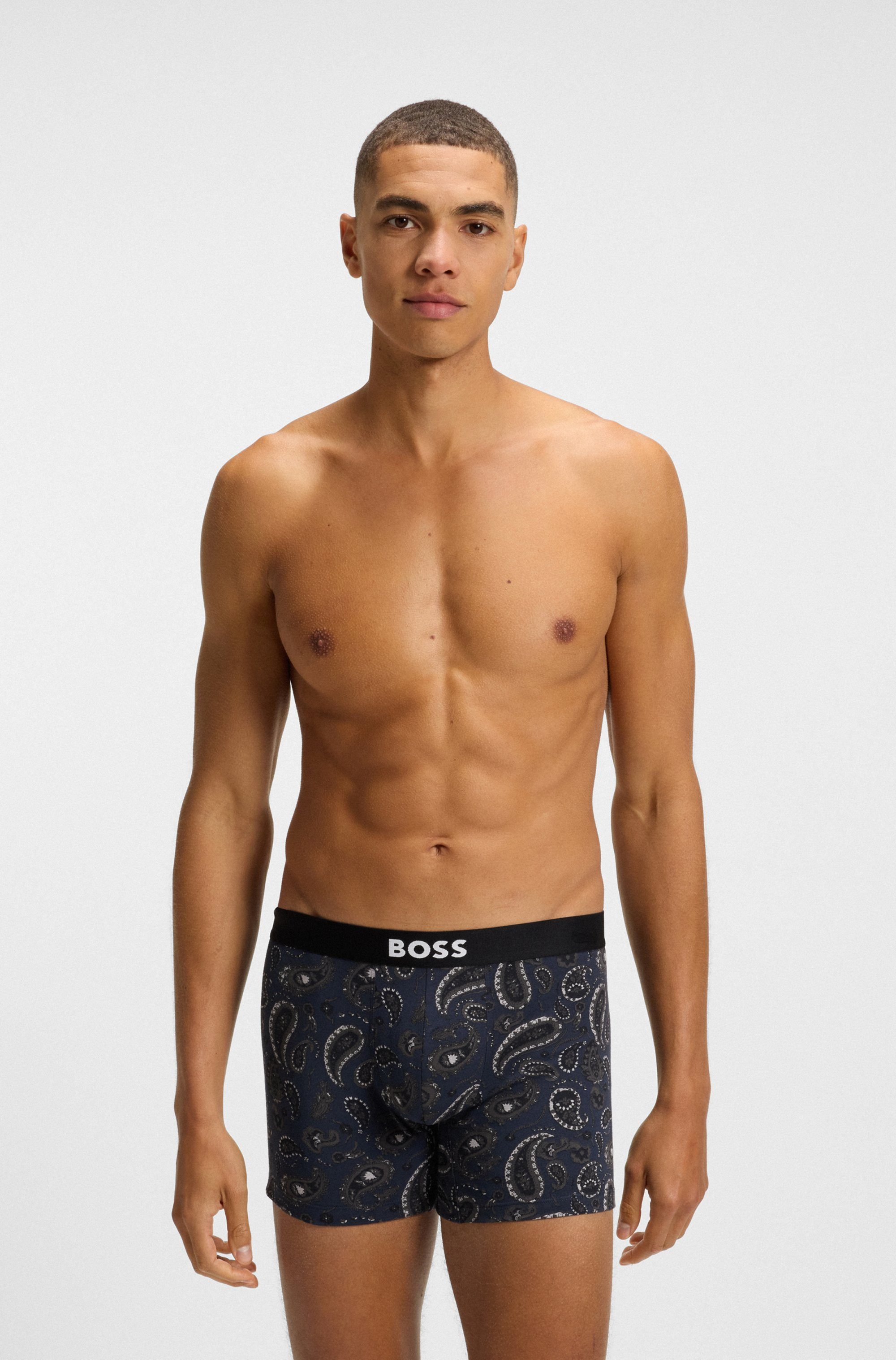 BOSS Boxershort Boxer Brief 3P BOSS ONE elastische band met logo, 1x met patroon, 2x effen (3 stuks)