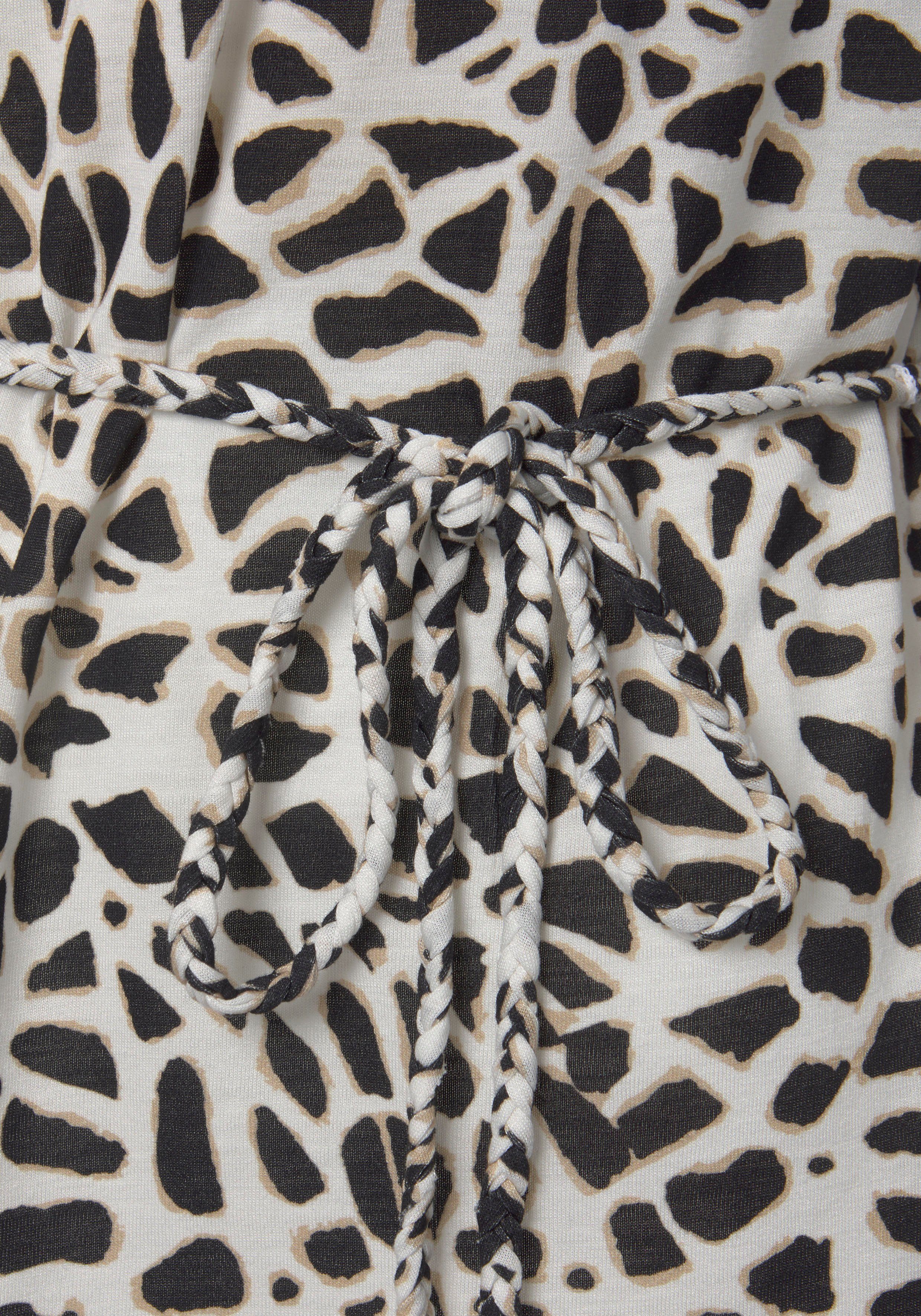 Lascana Shirt met carmenhals met animal print en strikceintuur, overhemdblouse, 3/4 mouwen