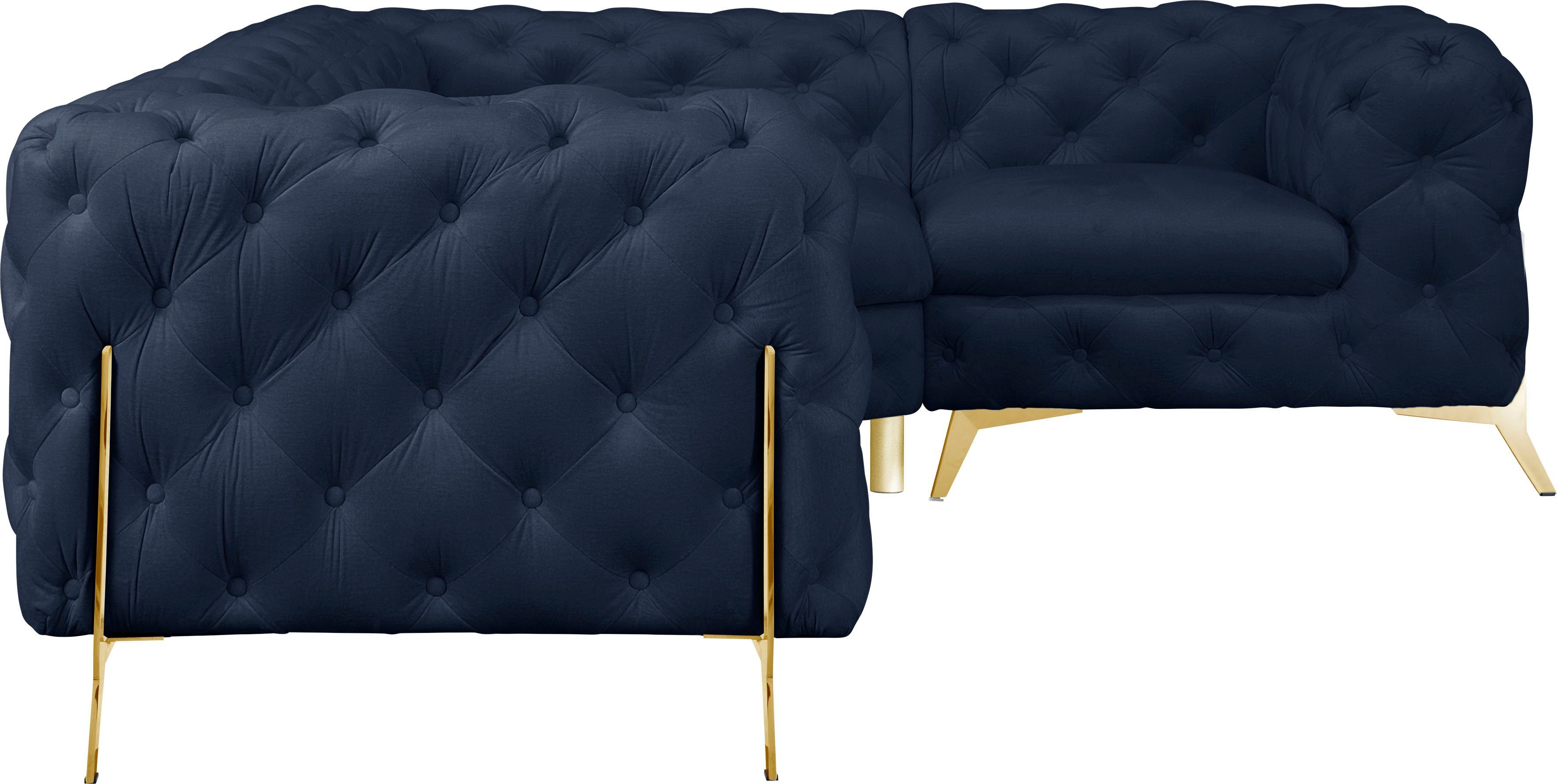 Leonique Chesterfield-bank Amaury L-vorm moderne chersterfield-look, breedte 262 cm, kleur van de poten ter keuze