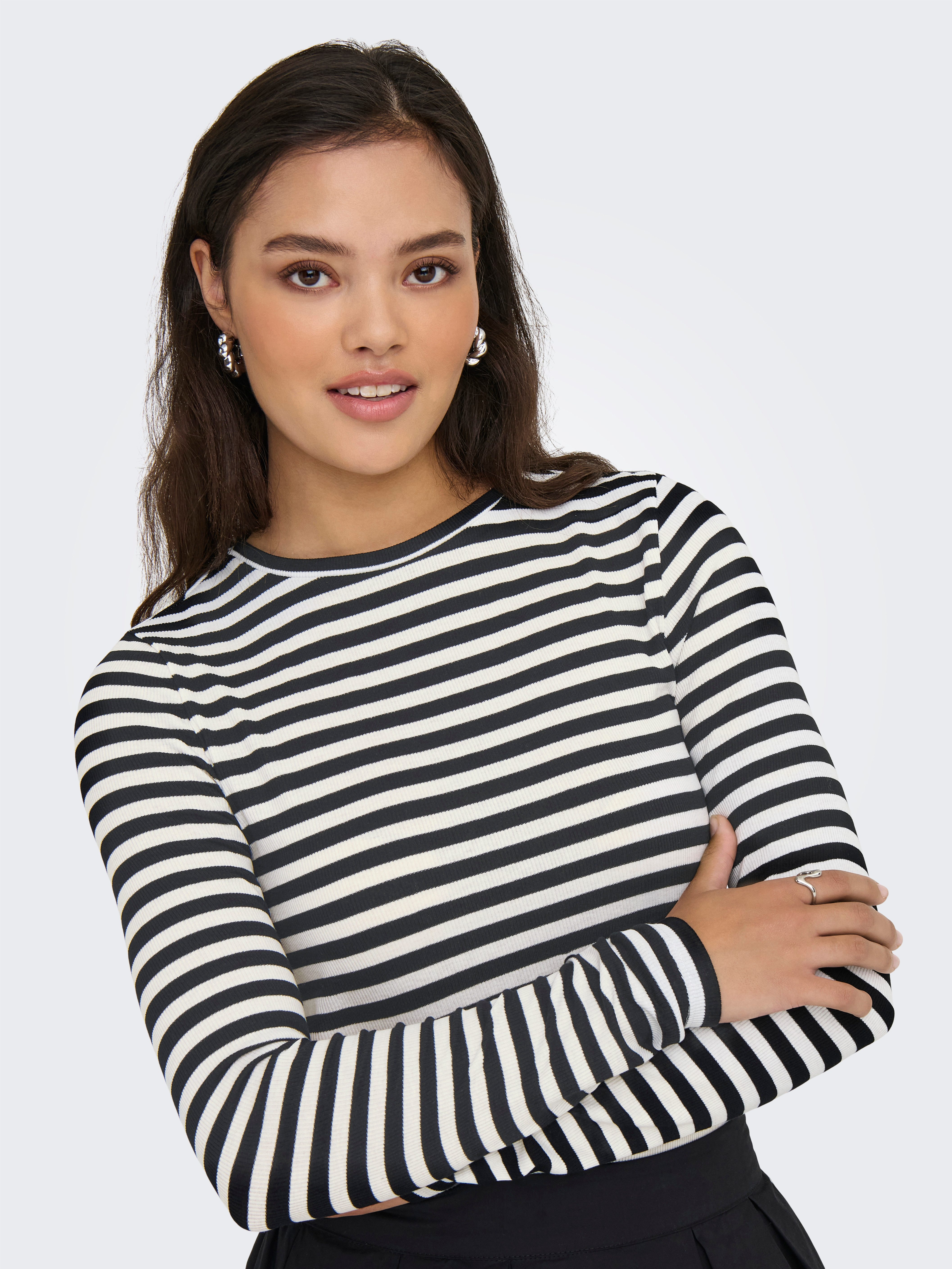Only Shirt met lange mouwen ONLMAI STRIPE L/S TOP JRS NOOS