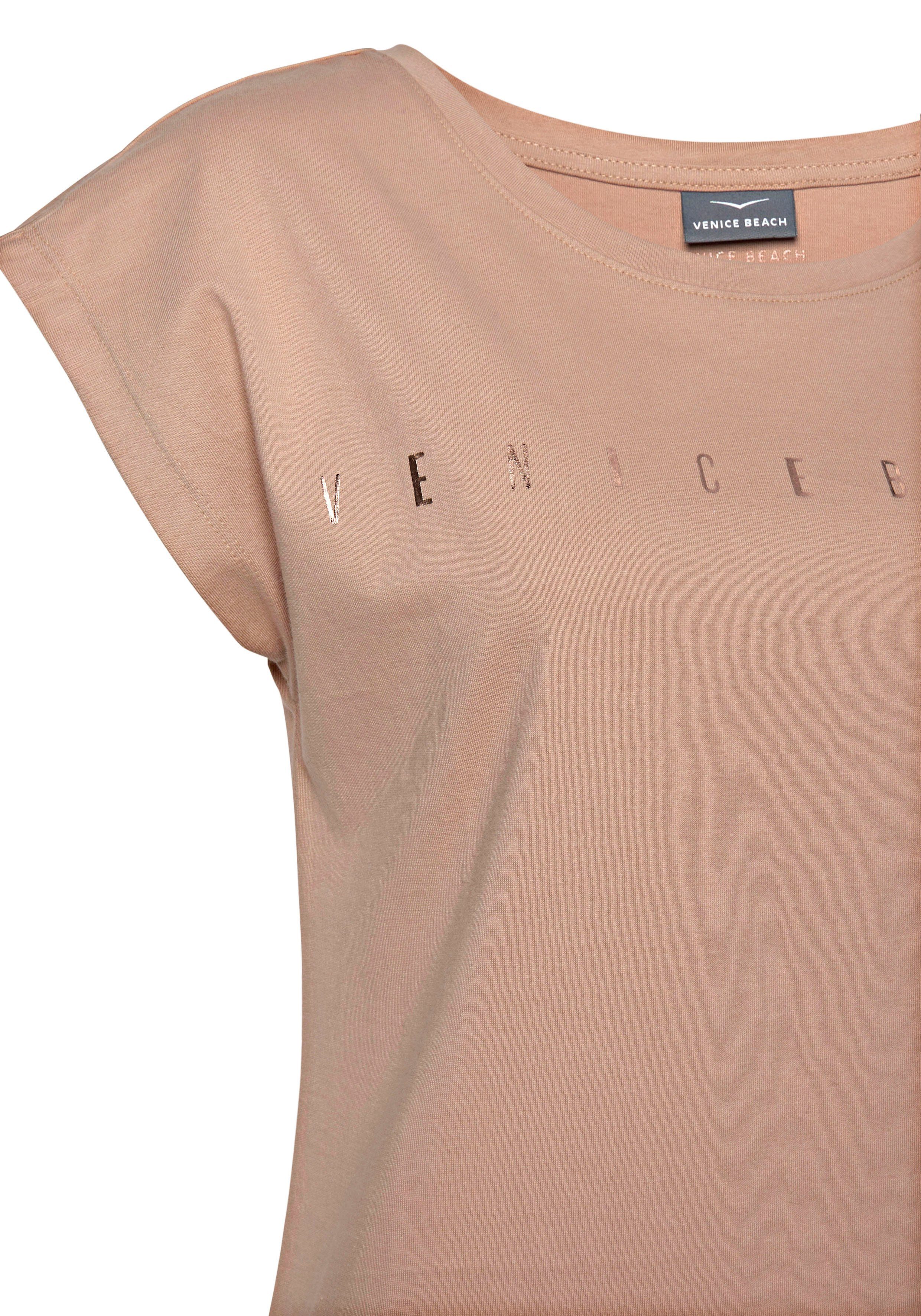 Venice Beach Shirt met korte mouwen t-shirt van katoen met glanzende logoprint