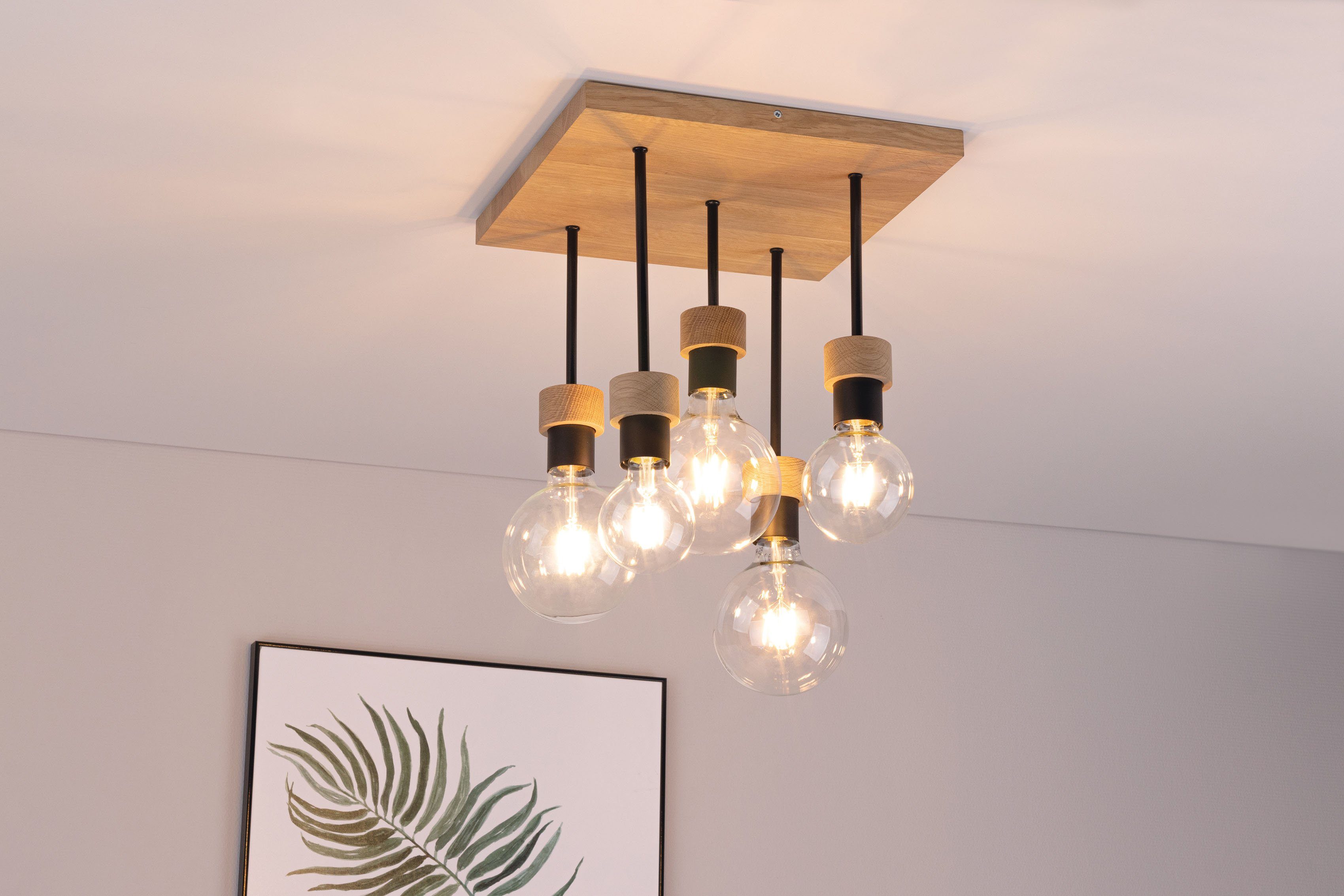 BRITOP LIGHTING Plafondlamp CHANDELLE Natuurproduct van eikenhout, duurzaam met FSC®-certificaat (1 stuk)