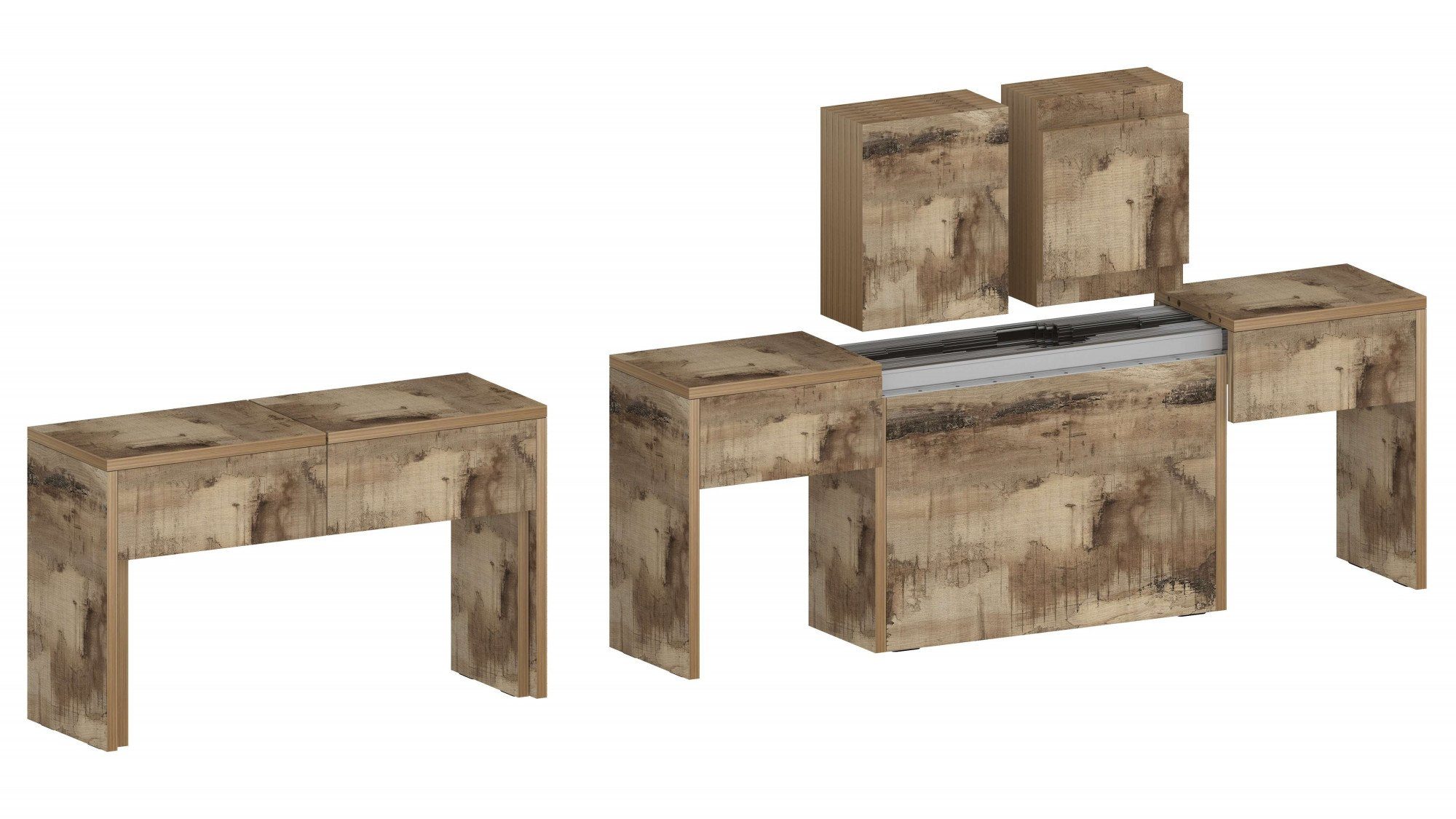 INOSIGN Zithoek Praktika Uitschuifbaar tot 290 cm per bank (voordeelset, 2-delig) tuinsets beige