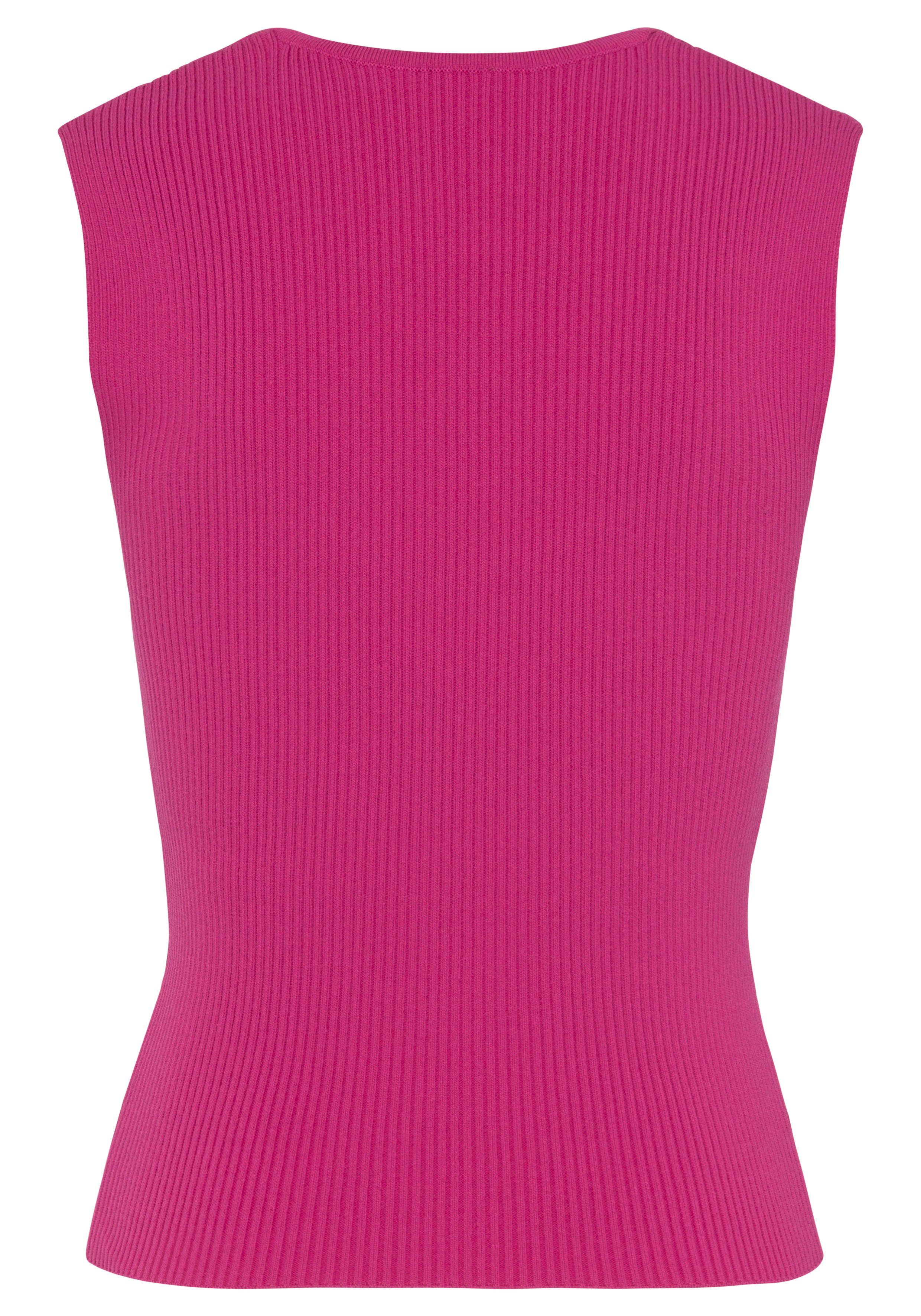 Lascana Gebreide top met vierkante halslijn, elegant top met brede bandjes