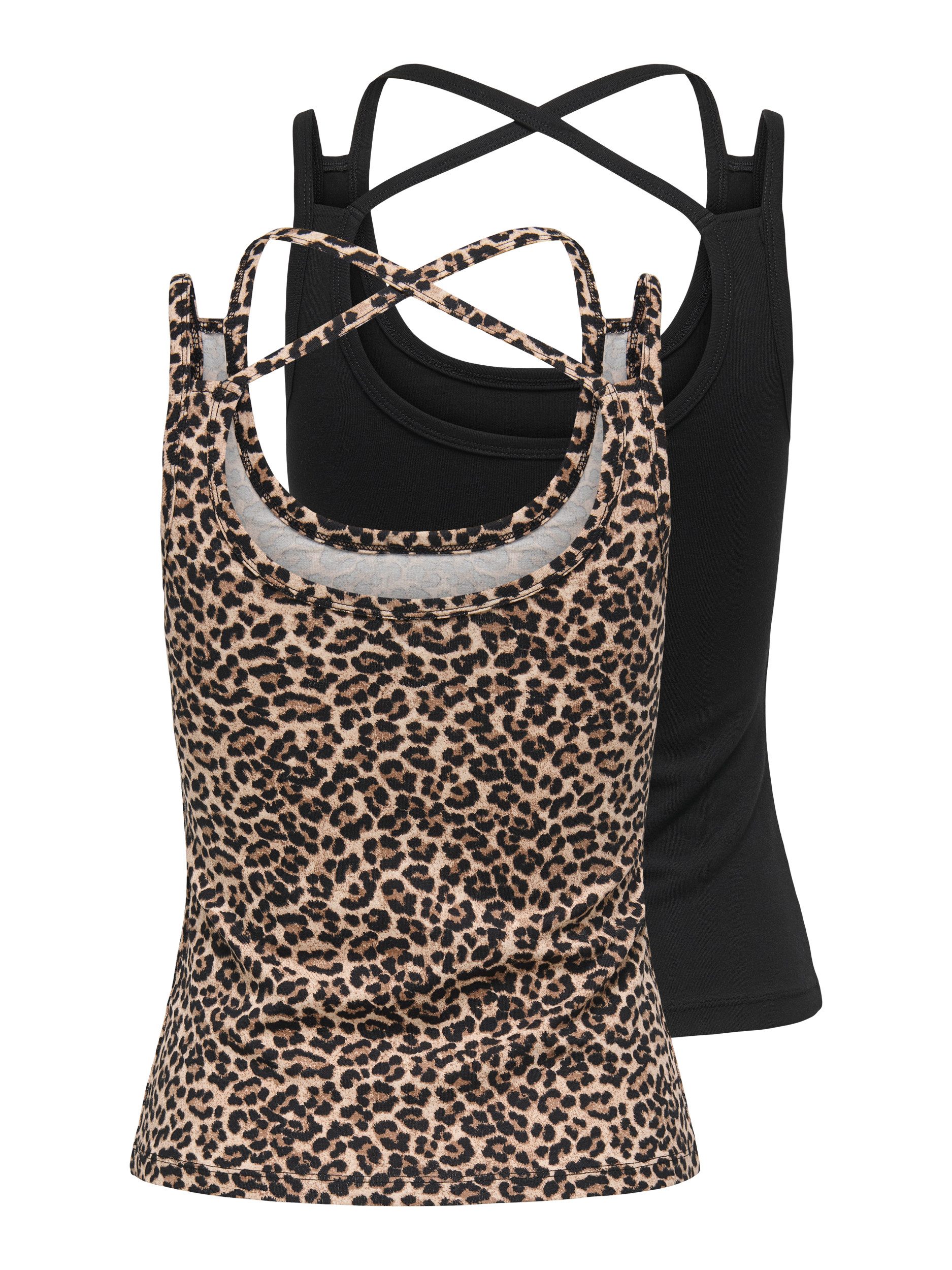 Only Top met spaghettibandjes ONLLIVE LOVE LIFE S/L TOP 2 PACK CS JRS (set, 2-delig)