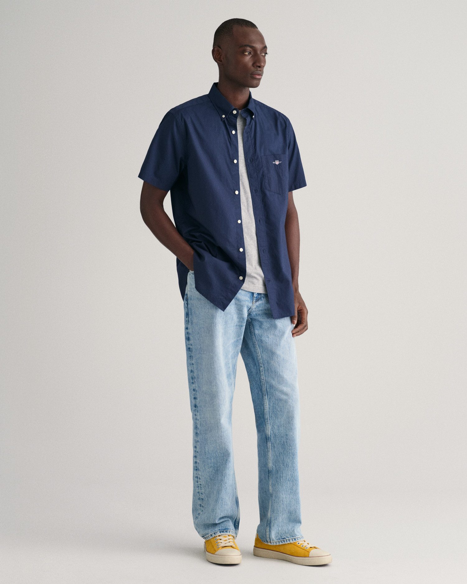 Gant Overhemd met korte mouwen Regular fit poplin overhemd licht slijtvast easy care
