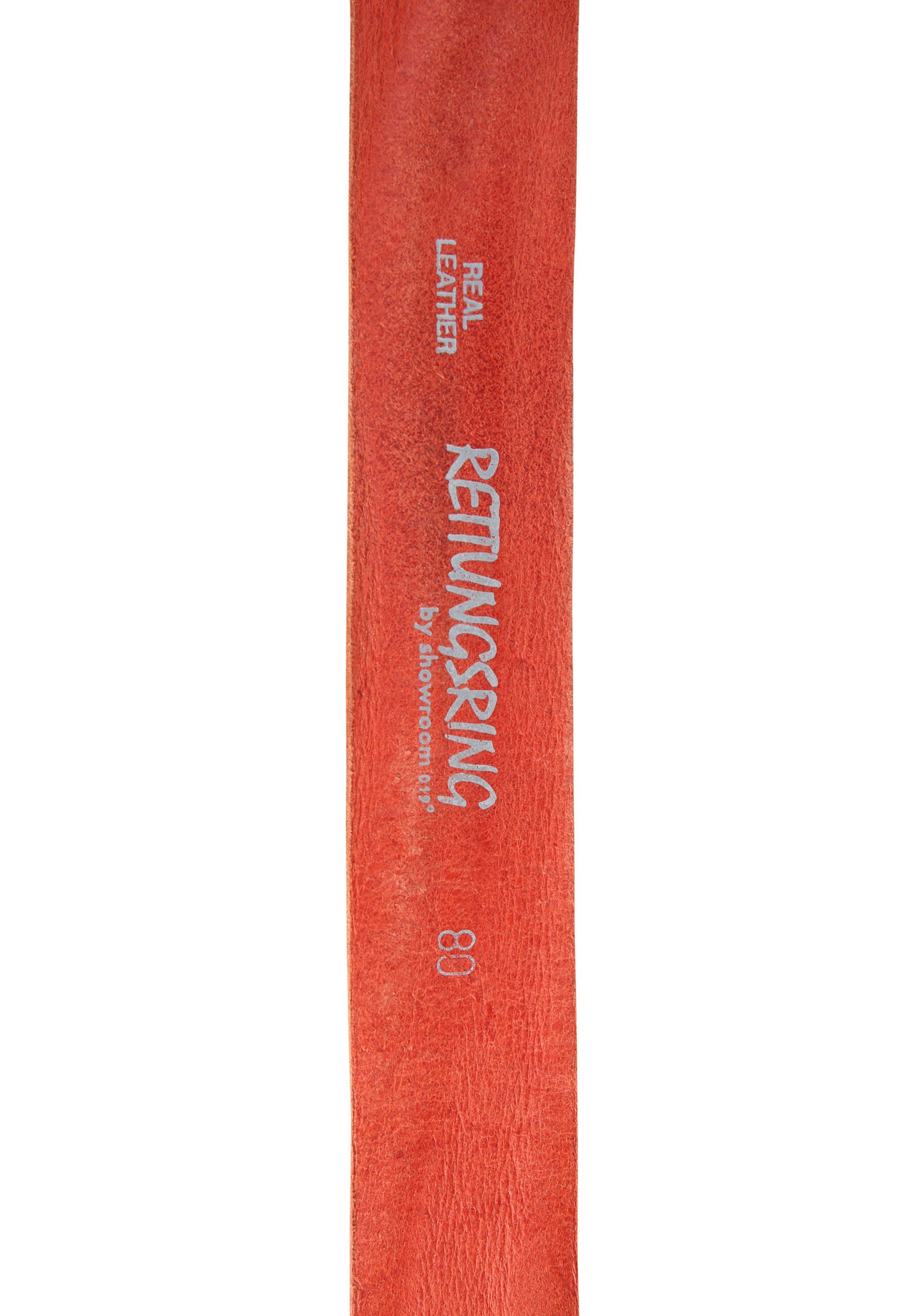 RETTUNGSRING by showroom 019° Leren riem met verwisselbare sluiting "vlam ovaal rood"