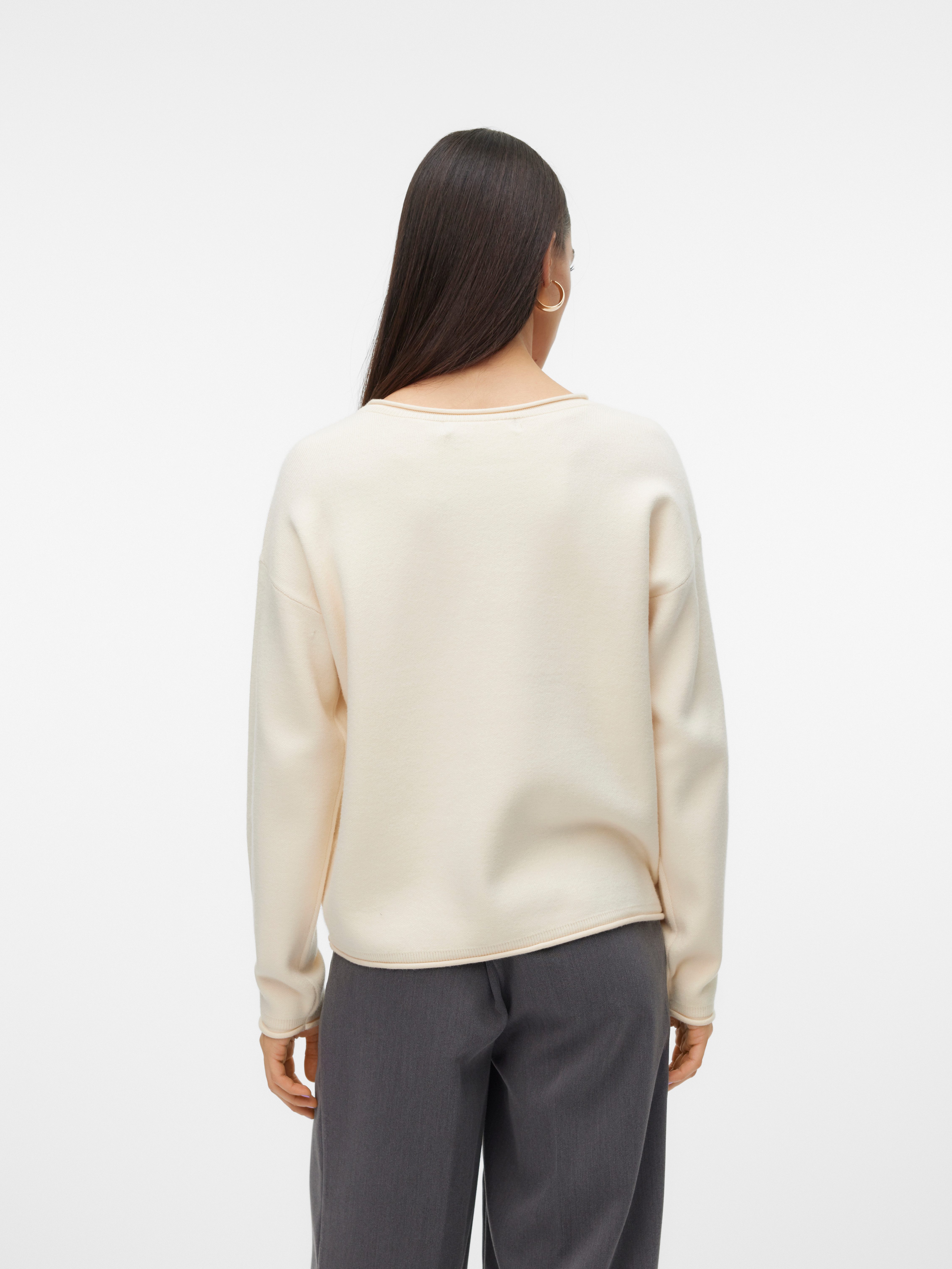 Vero Moda Gebreide trui VMGOLD ROLL LS O-NECK PULLOVER GA
