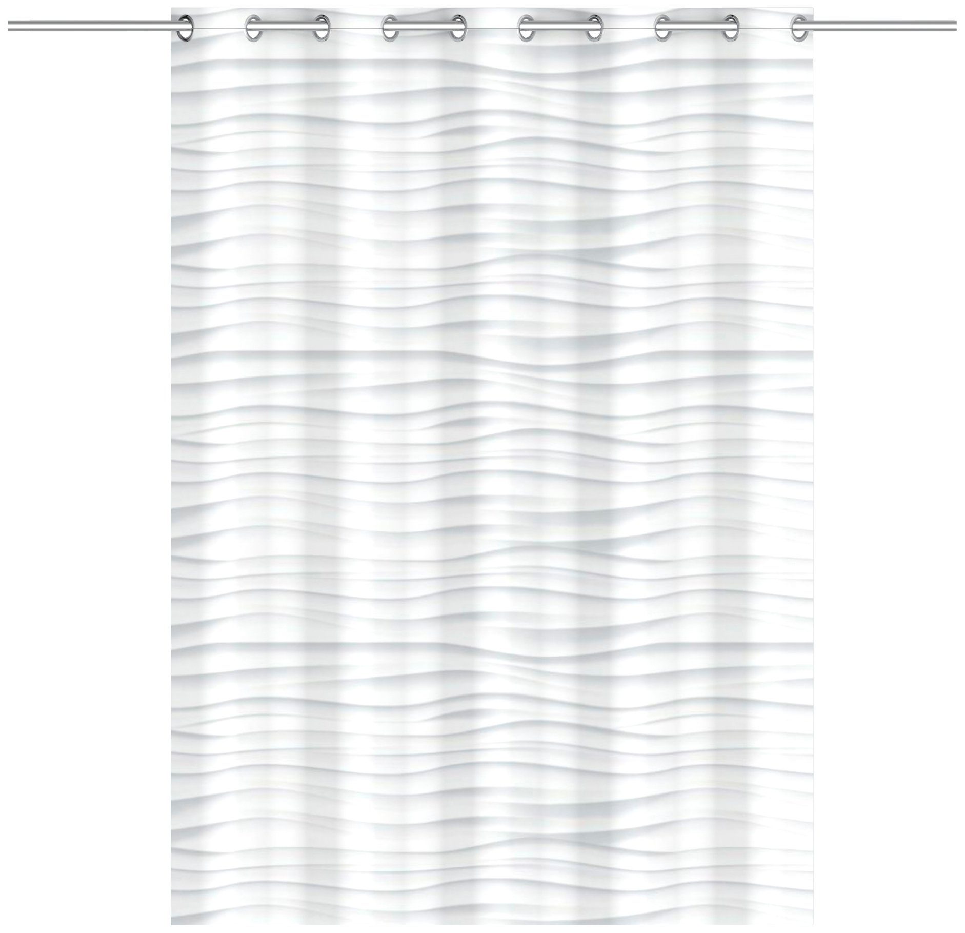 Eisl Douchegordijn White wave wasbaar, textielen antischimmelgordijn (hoogte 200 cm)