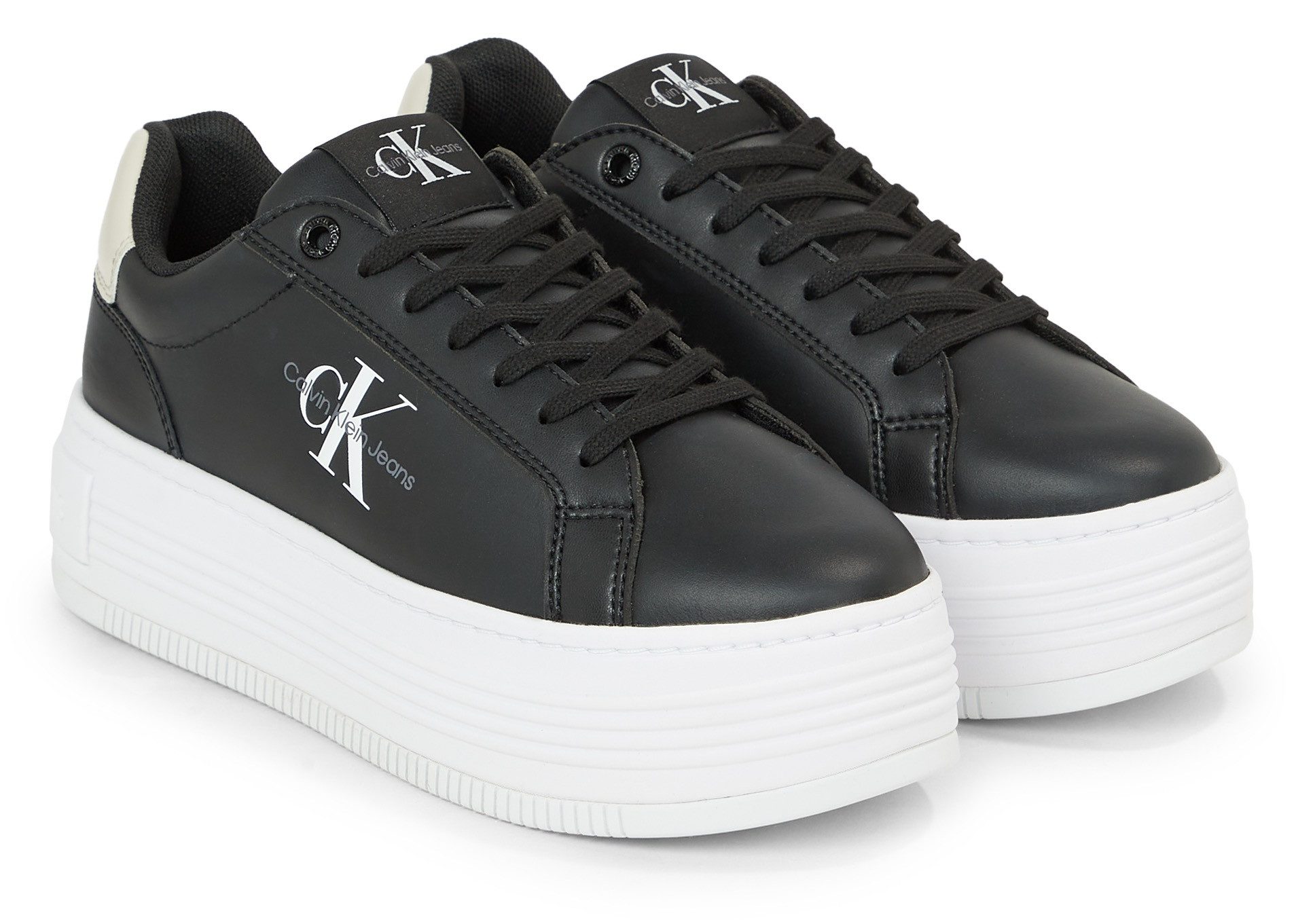 Calvin Klein Plateausneakers BOLD PLATF LOW LACE LTH ML MTL met zijlogo, vrijetijdsschoen, halve schoen, veterschoen