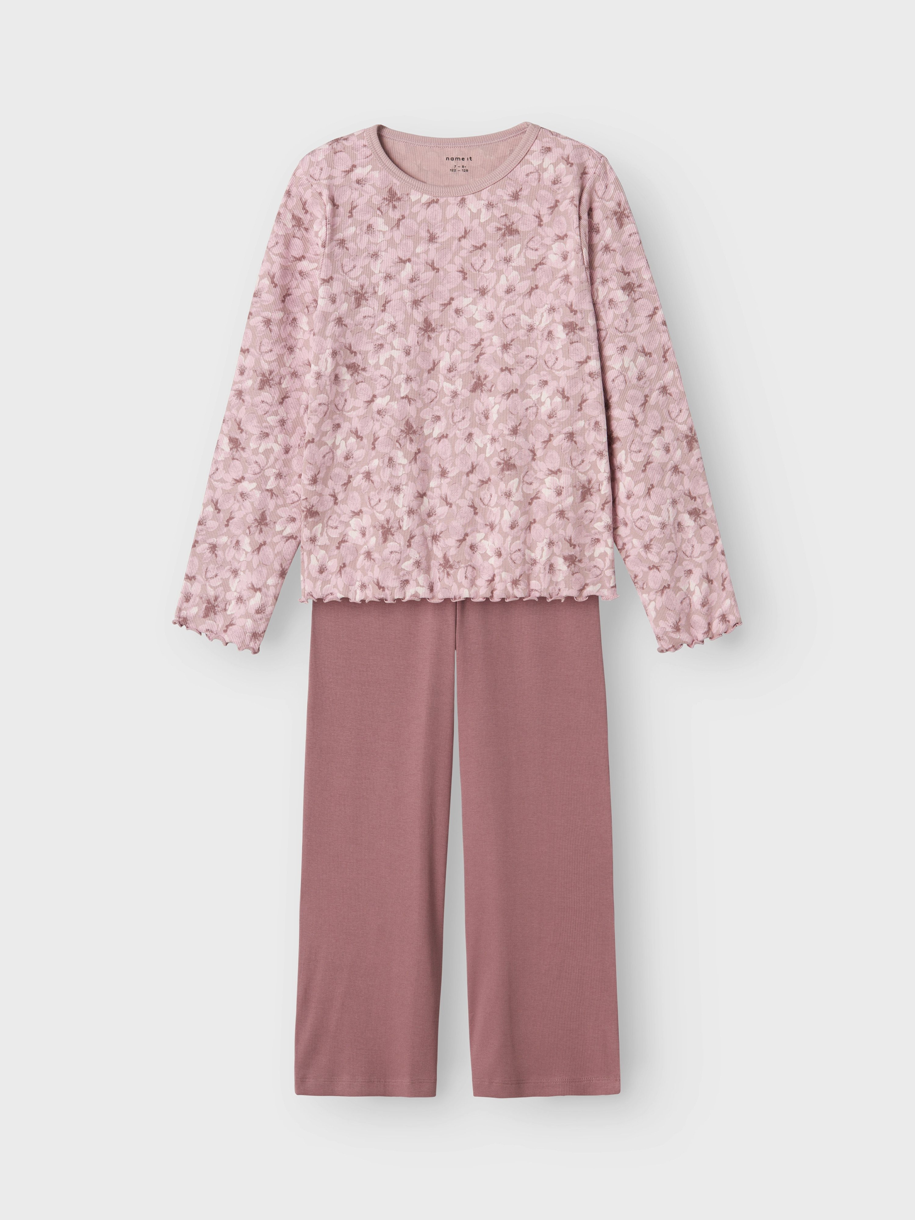 Name It Pyjama NKFNIGHTSET MAUVE FLOWER LOOSE RIB NOOS