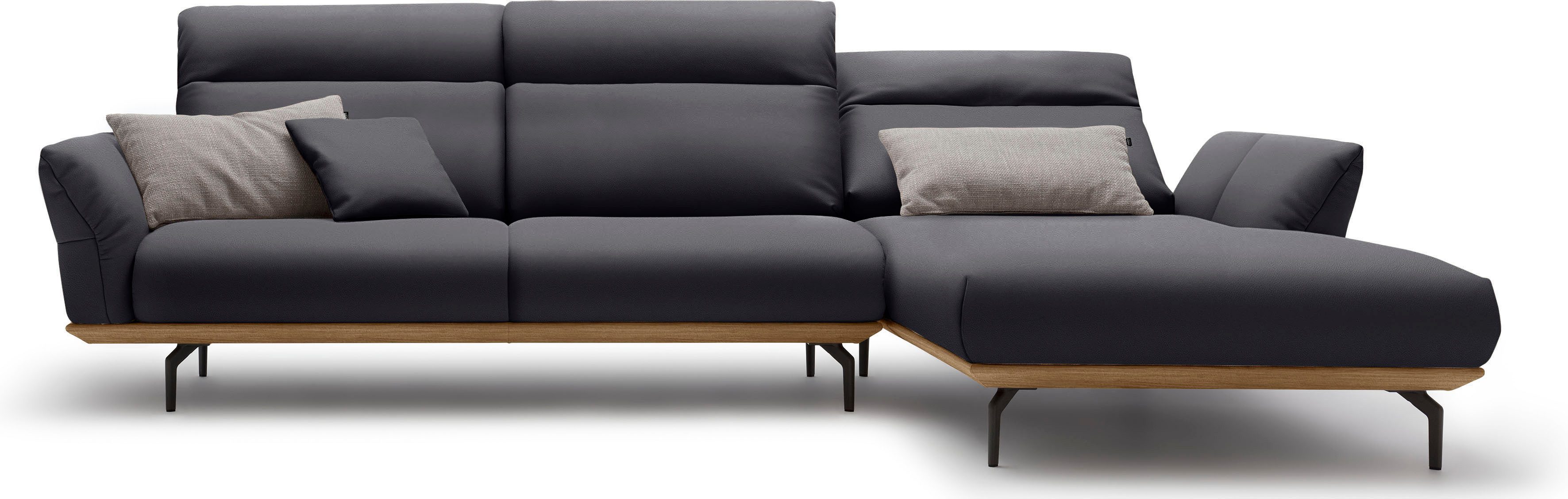 Creation BY ROLF BENZ Hoekbank Hs.460 Sokkel in walnotenhout, onderstel in umbra grijs, breedte 318 cm