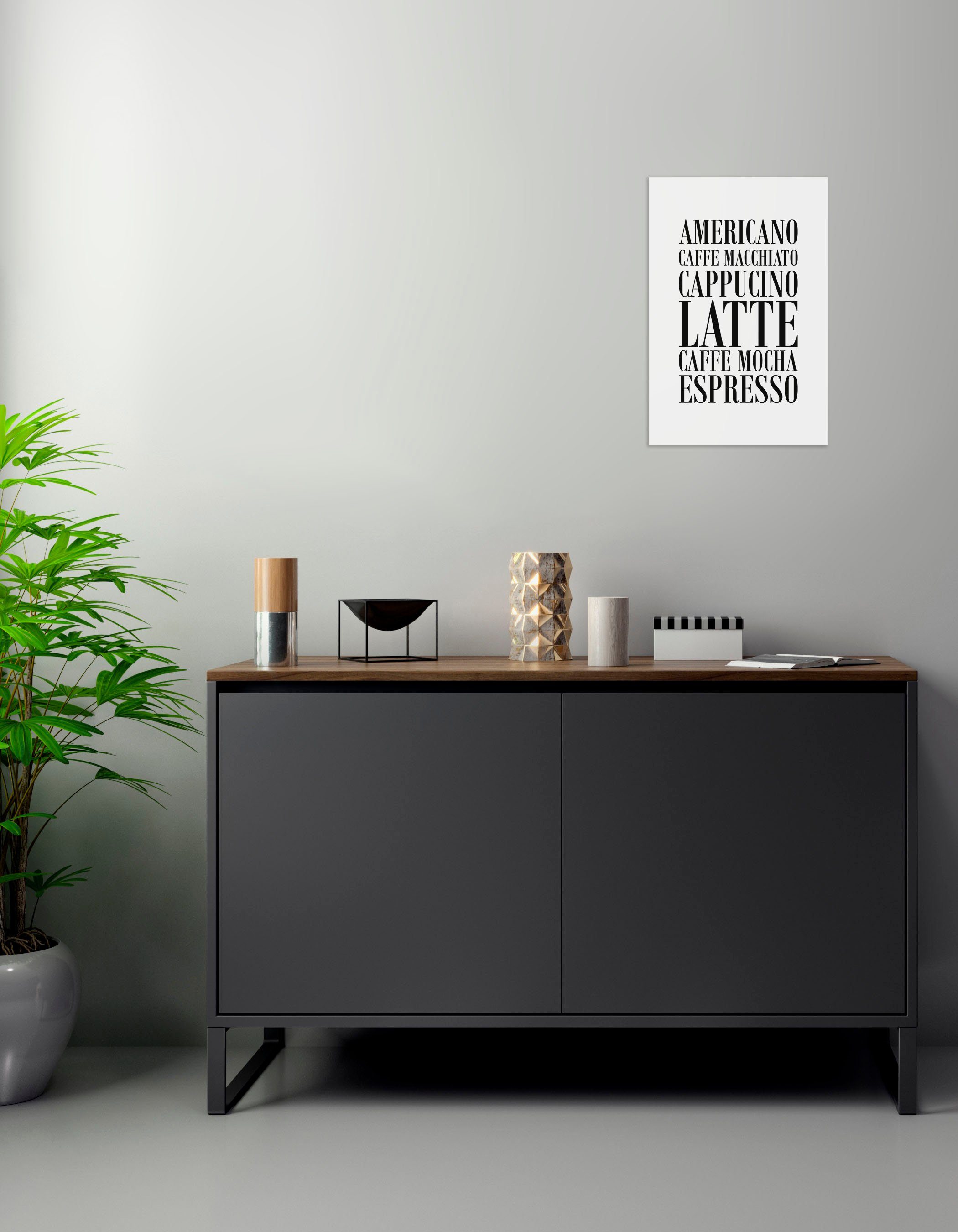 queence Sierobject voor aan de wand Koffie, cappuccino, expresso ... Stalen bord, blikken bord, spreuk, grappig, wanddecoratie, retro, 20x30cm