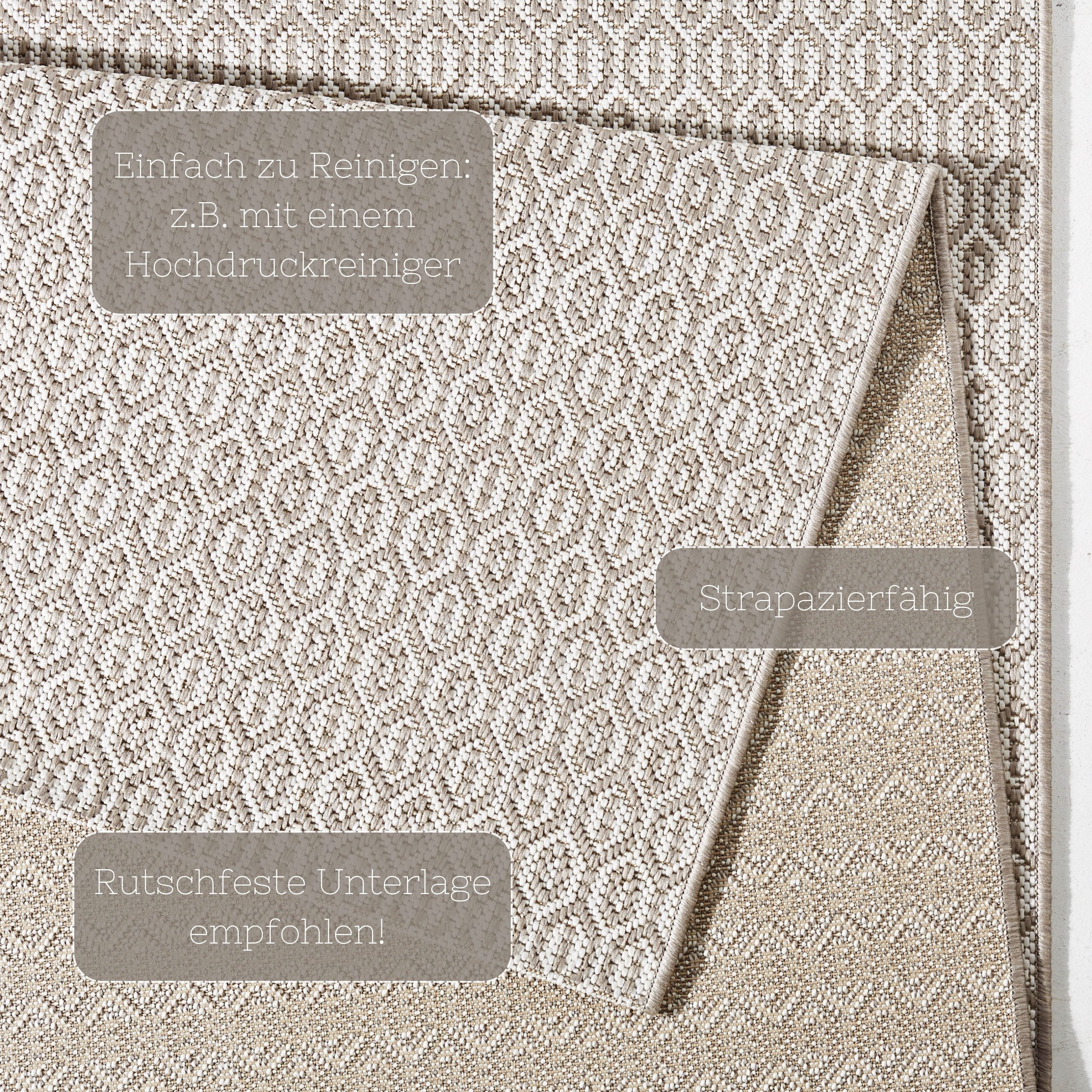 NORTHRUGS Vloerkleed Coin Binnen- en buitengebruik, weerbestendig, balkon, sisal-look, woonkamer, loper