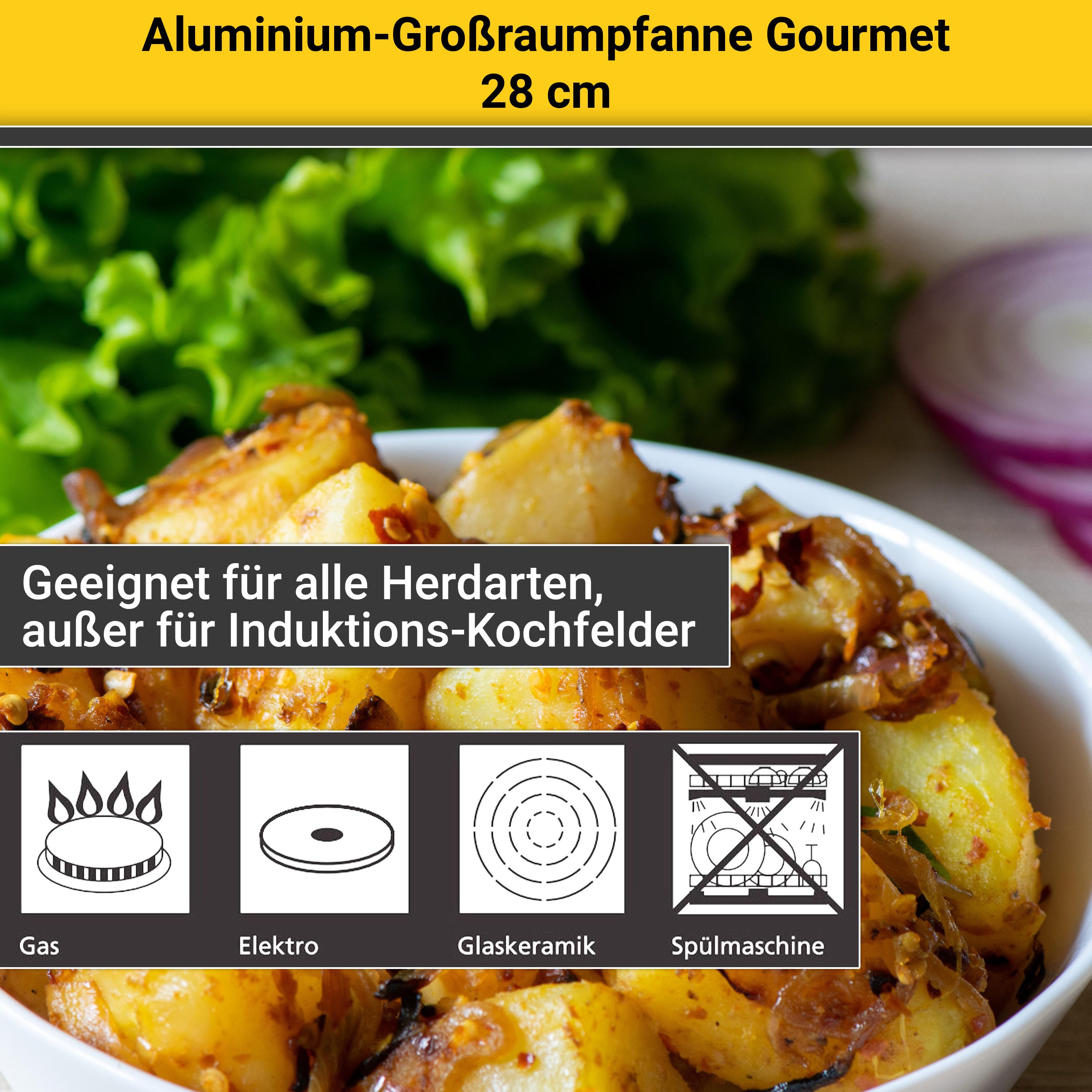 Krüger Koekenpan Aluminium gourmetpan, 28 cm voor inductiekookvelden geschikt (1-delig)