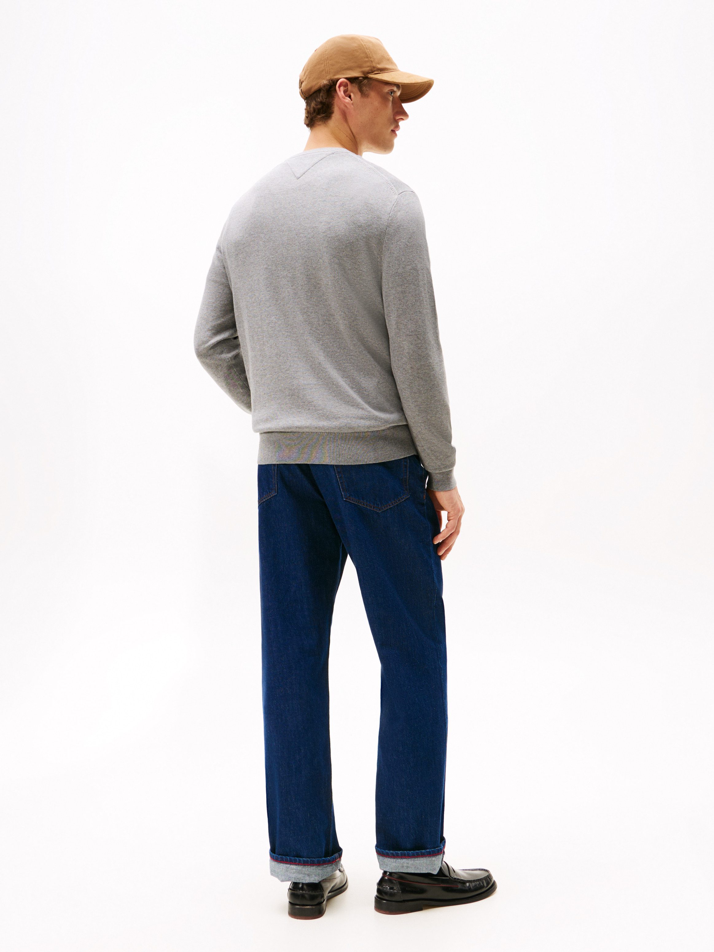 Tommy Hilfiger Gebreide trui ESSENTIAL COTTON V NECK met V-hals en borduursel