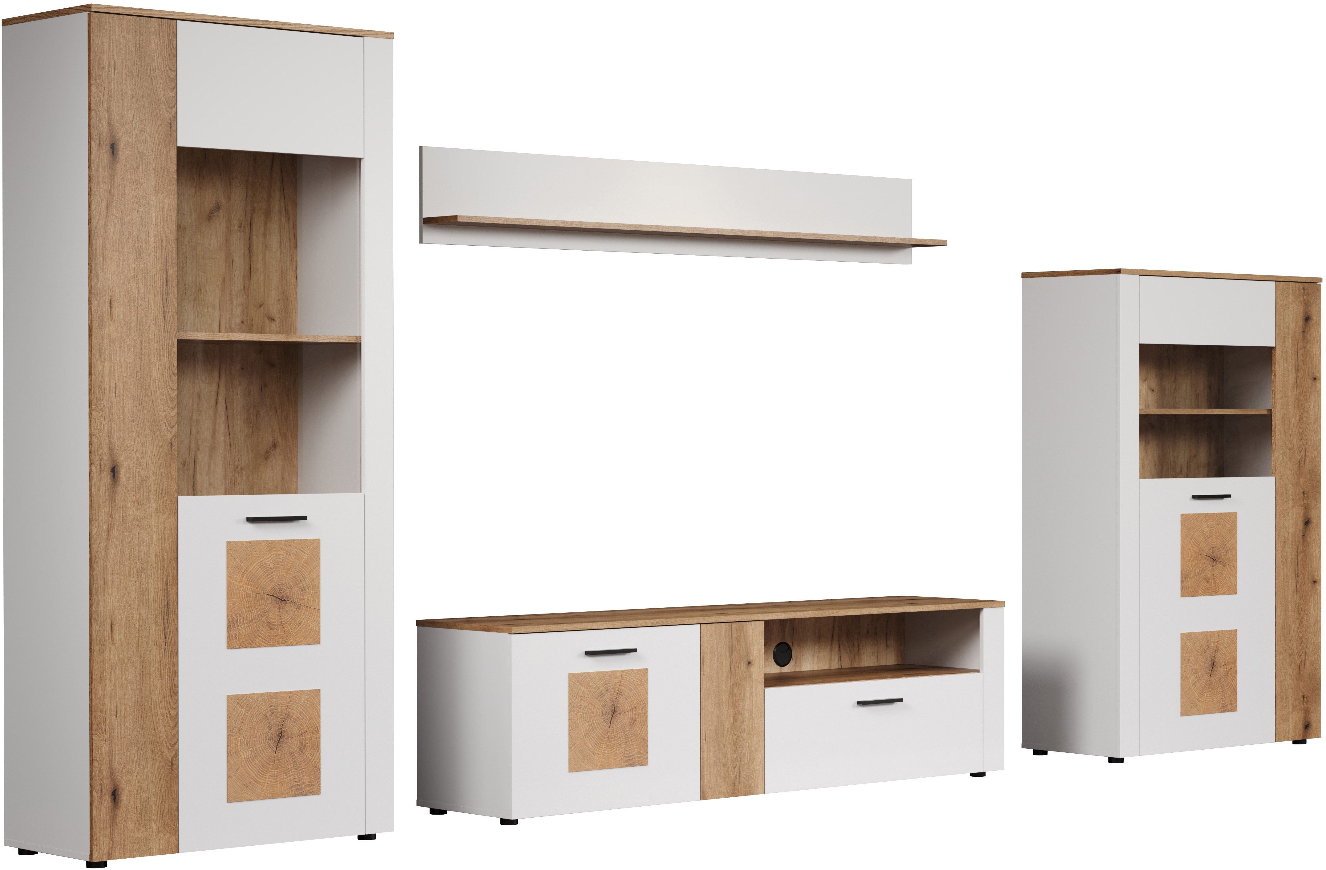 INOSIGN Wandmeubel Linz Woonkamermeubilair met eindhouttoepassingen - 360/42/195 cm (4-delig)