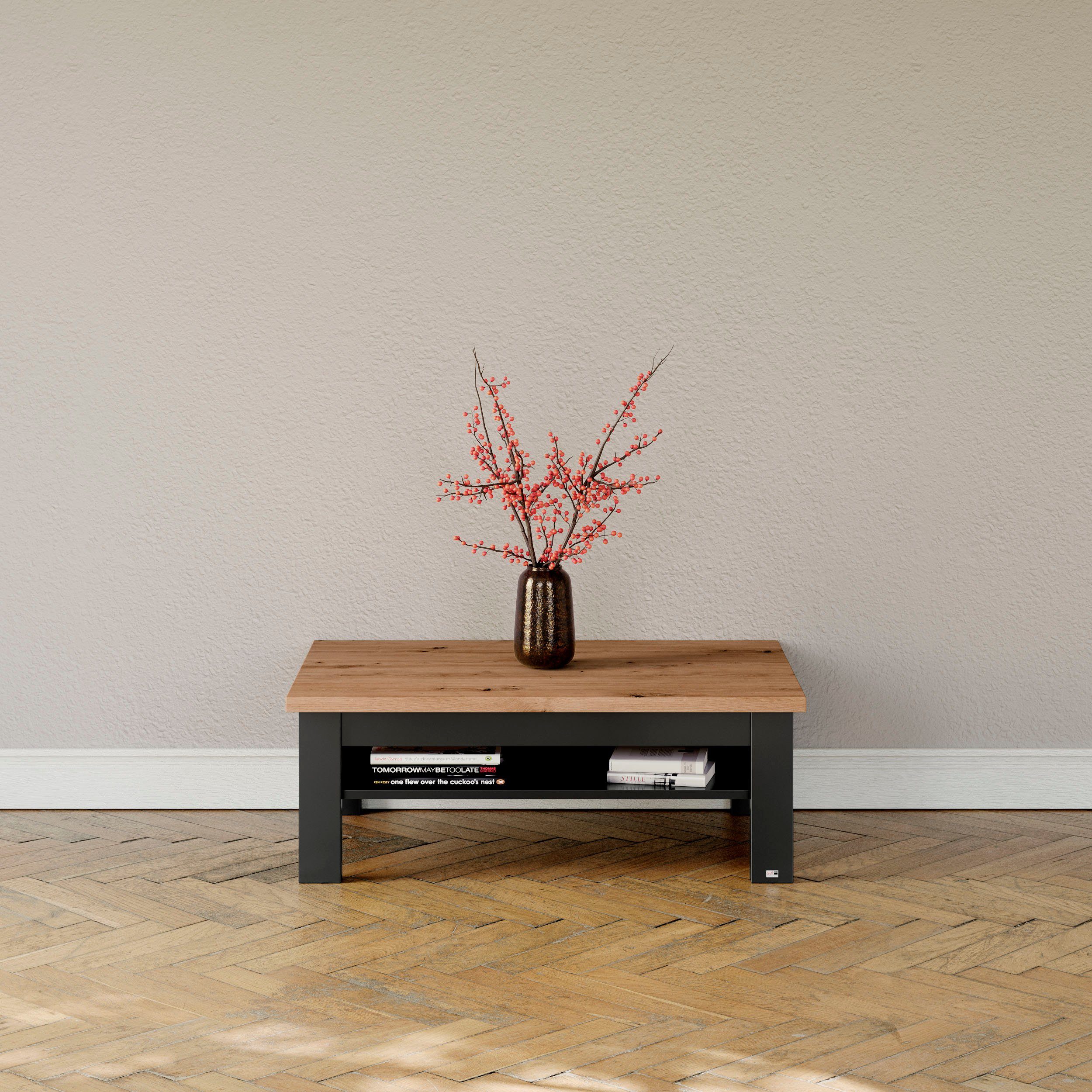 set one by Musterring Salontafel York Type 64 en 65, in 3 kleurvarianten, met plank, twee maten salontafels grijs