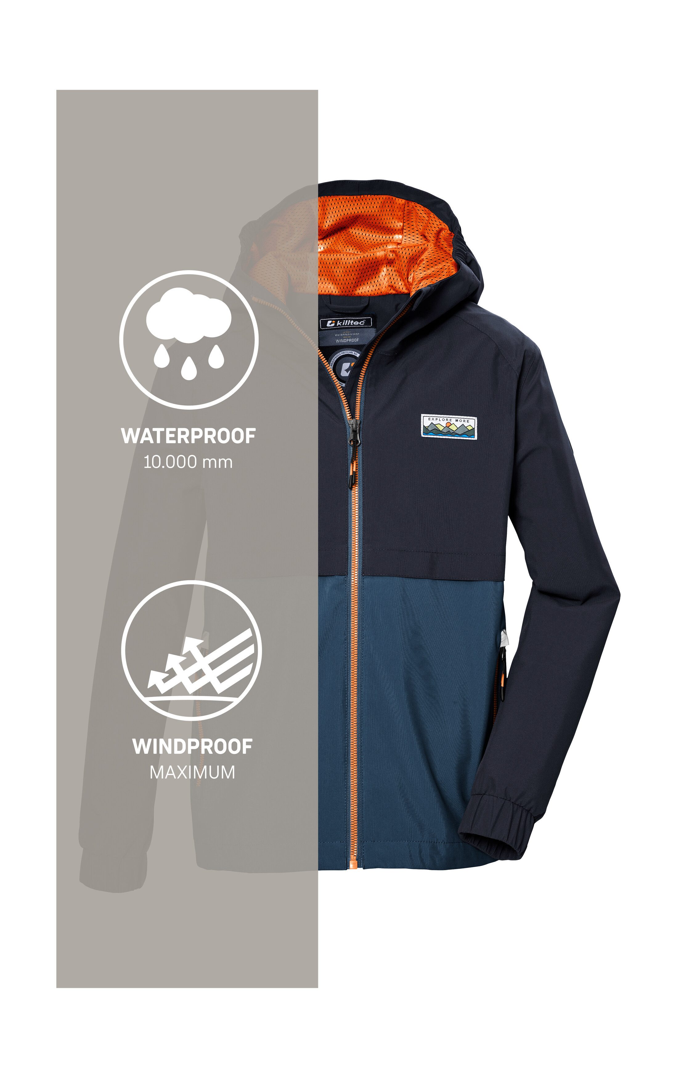 Killtec Functioneel jack KOS 141 BYS JCKT Waterdichte kinderjas, colourblock, reflecterend, PFAS-vrij