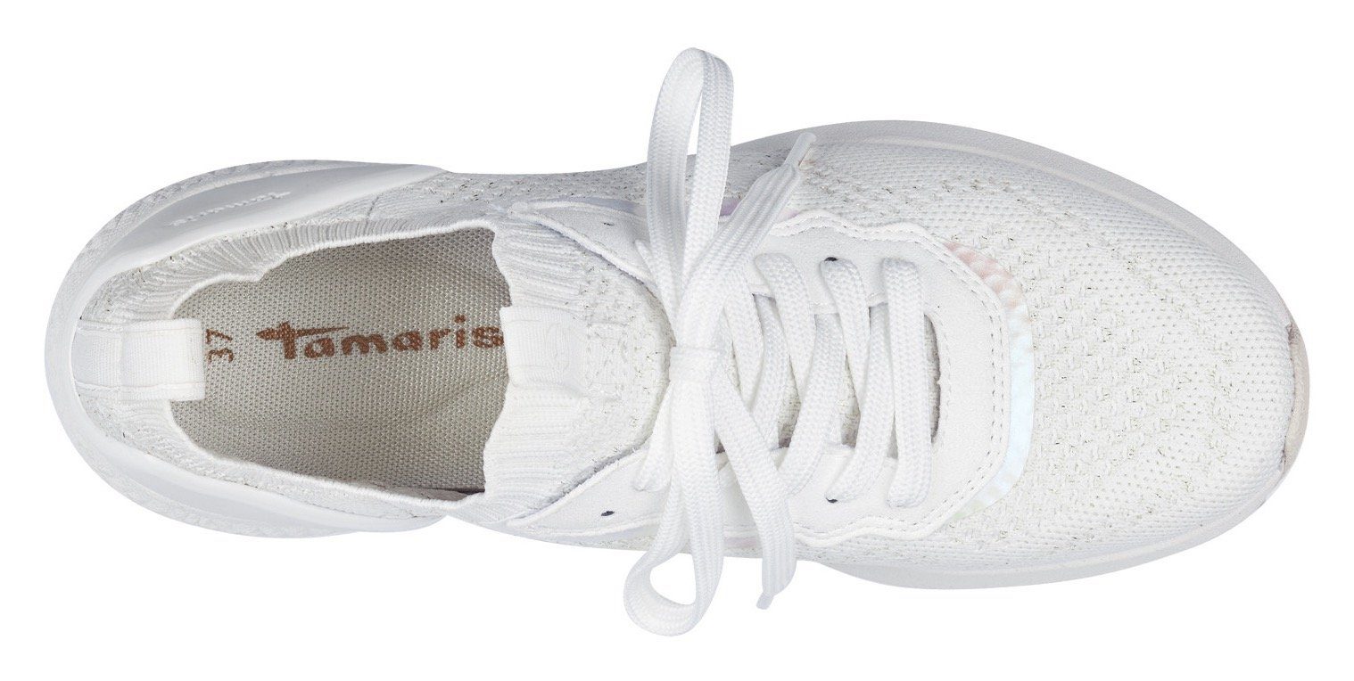 Tamaris Slip-on sneakers vrijetijdsschoen, lage schoen, veterschoen met opgezette sierveters