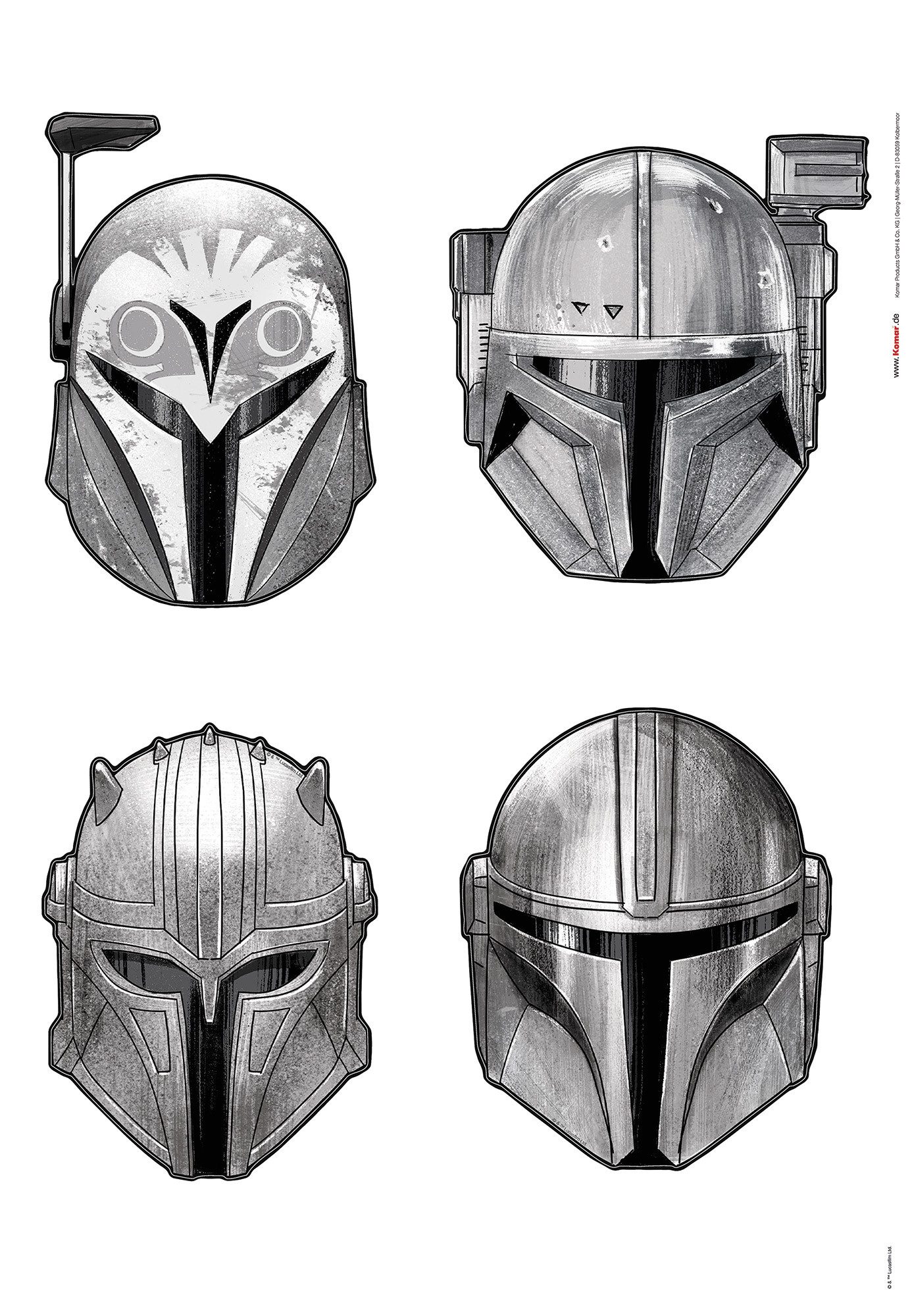 Komar Wandfolie Star Wars The Mandalorian Helmets (1 stuk)