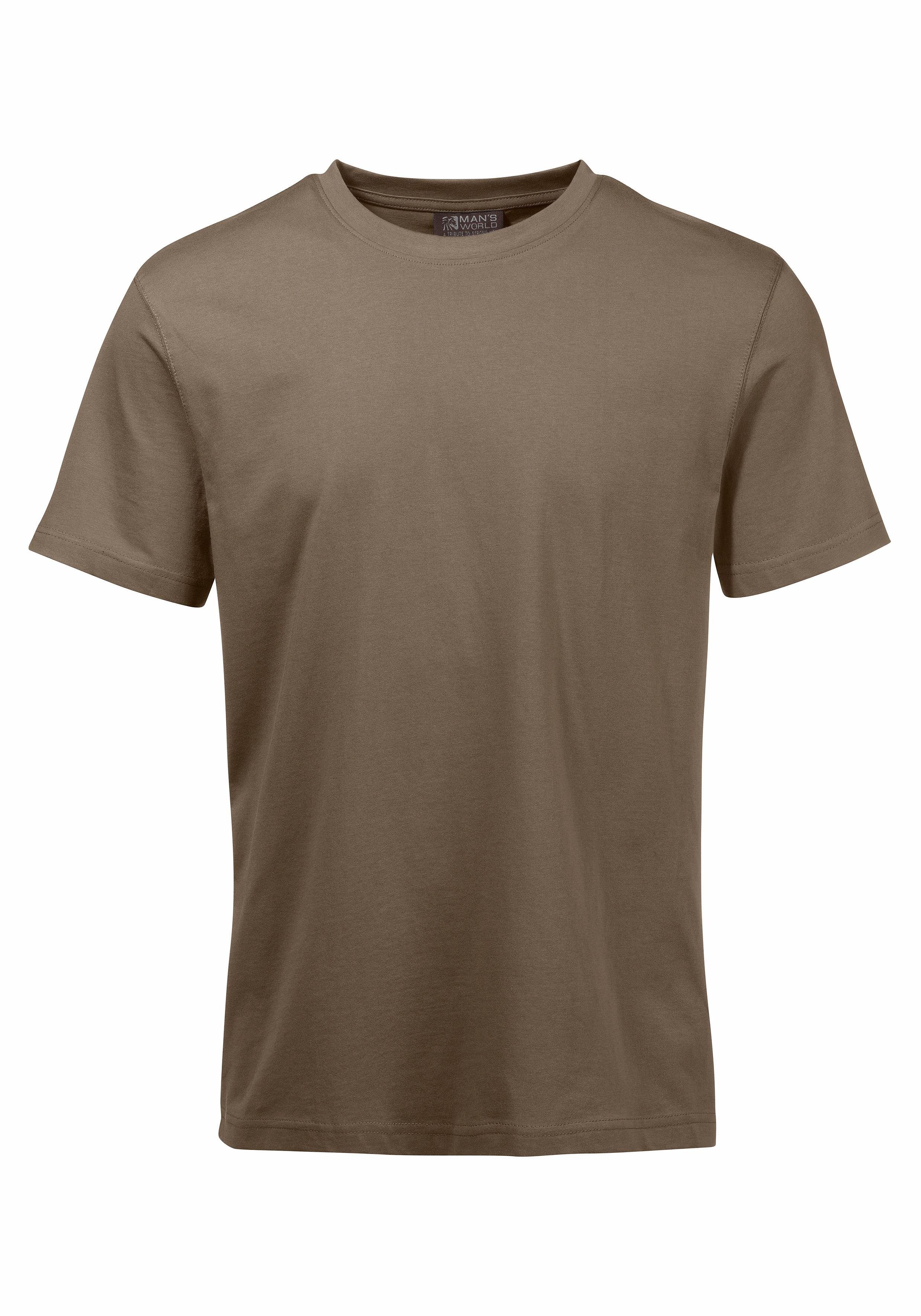 Man's World T-shirt Nieuwe kleuren! Korte mouw, effen kleur, ronde hals, van katoen(3-delig, Set van 3)