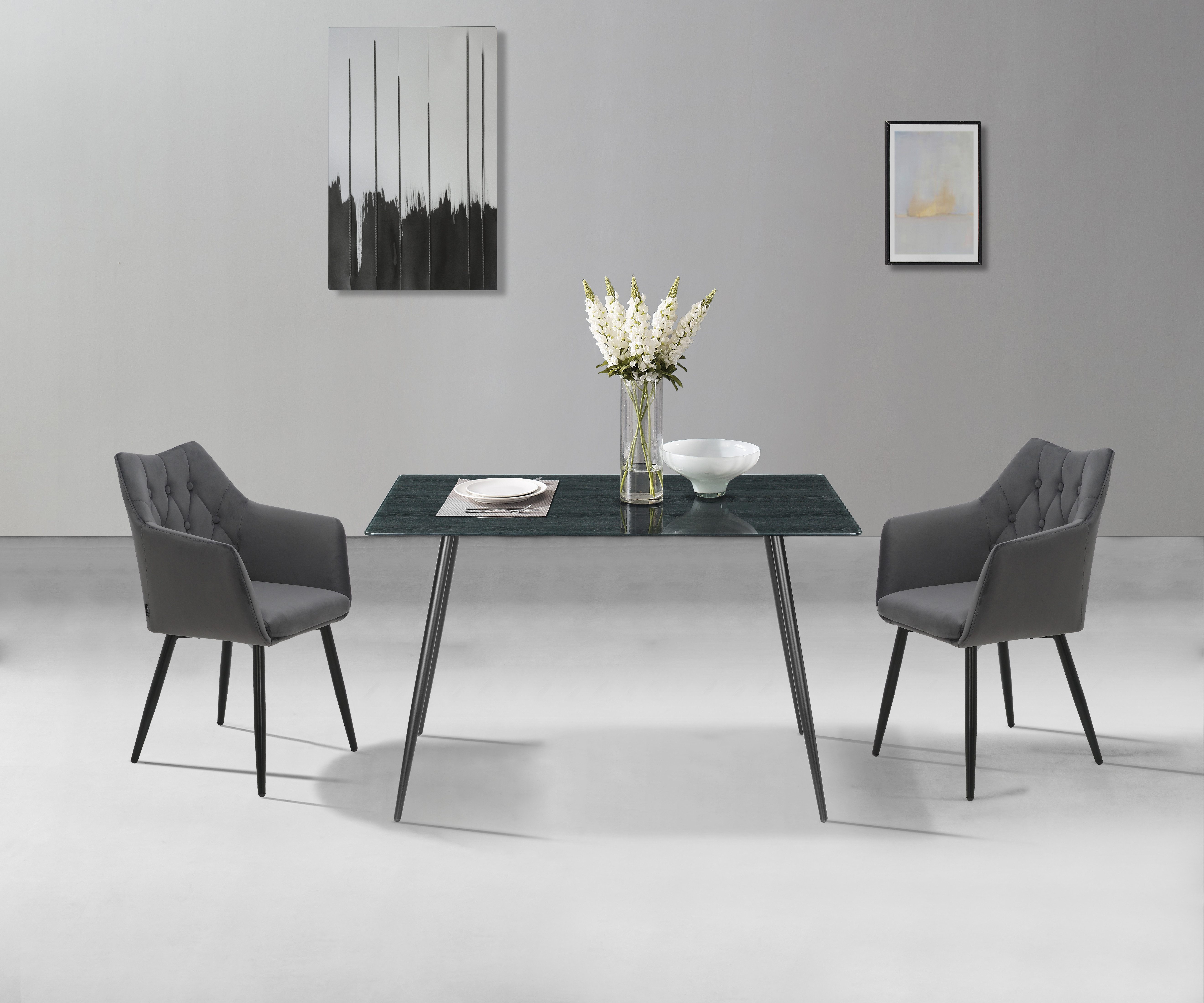 Home affaire Eetkamerstoel Alton schaalstoel, TOPSELLER! met zachte velours, armstoel met aantrekkelijke knoopverwerking (set, 2 stuks)
