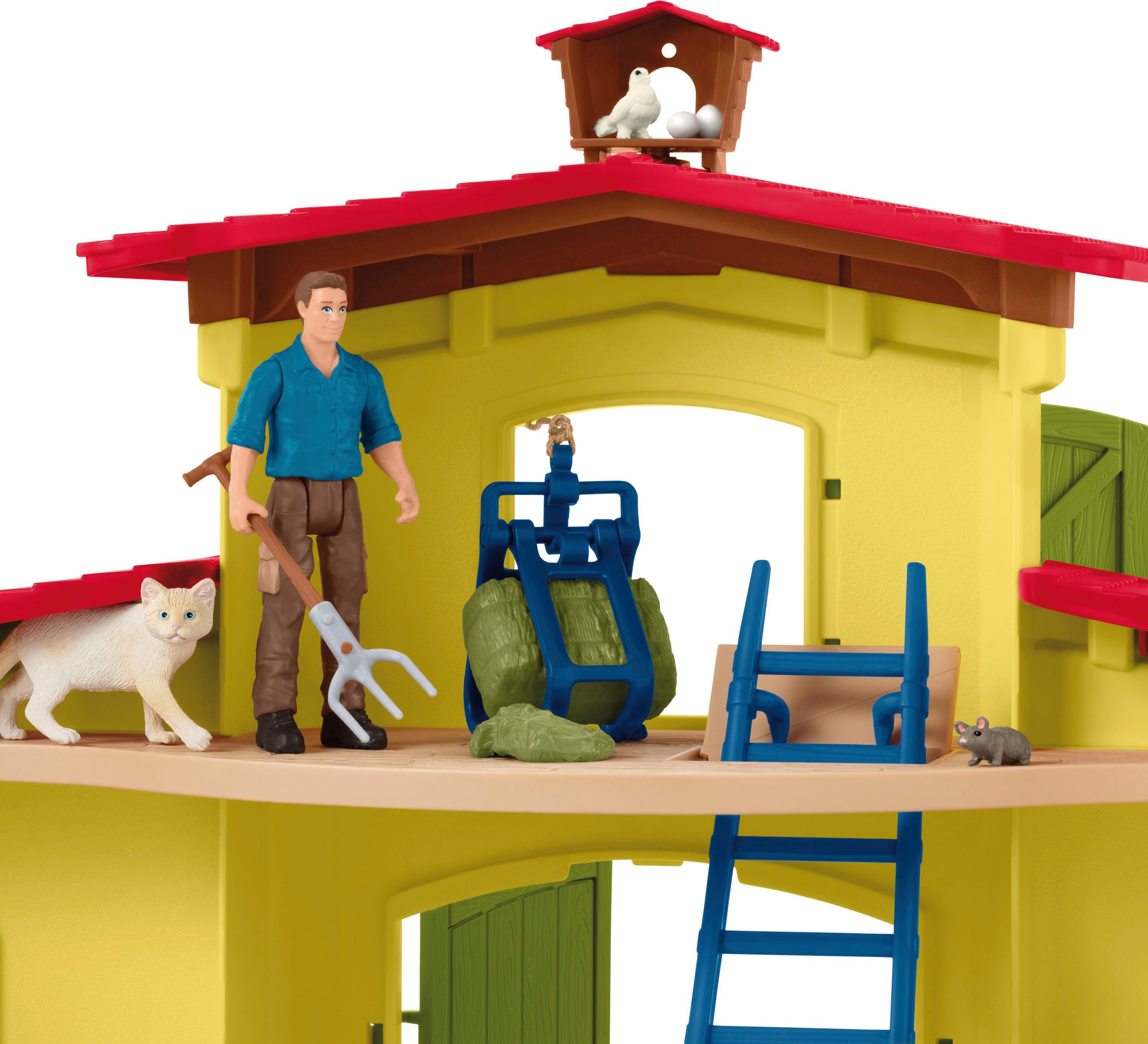 Schleich® Speelwereld FARM WORLD, Grote stal met dieren en accessoires (42605)