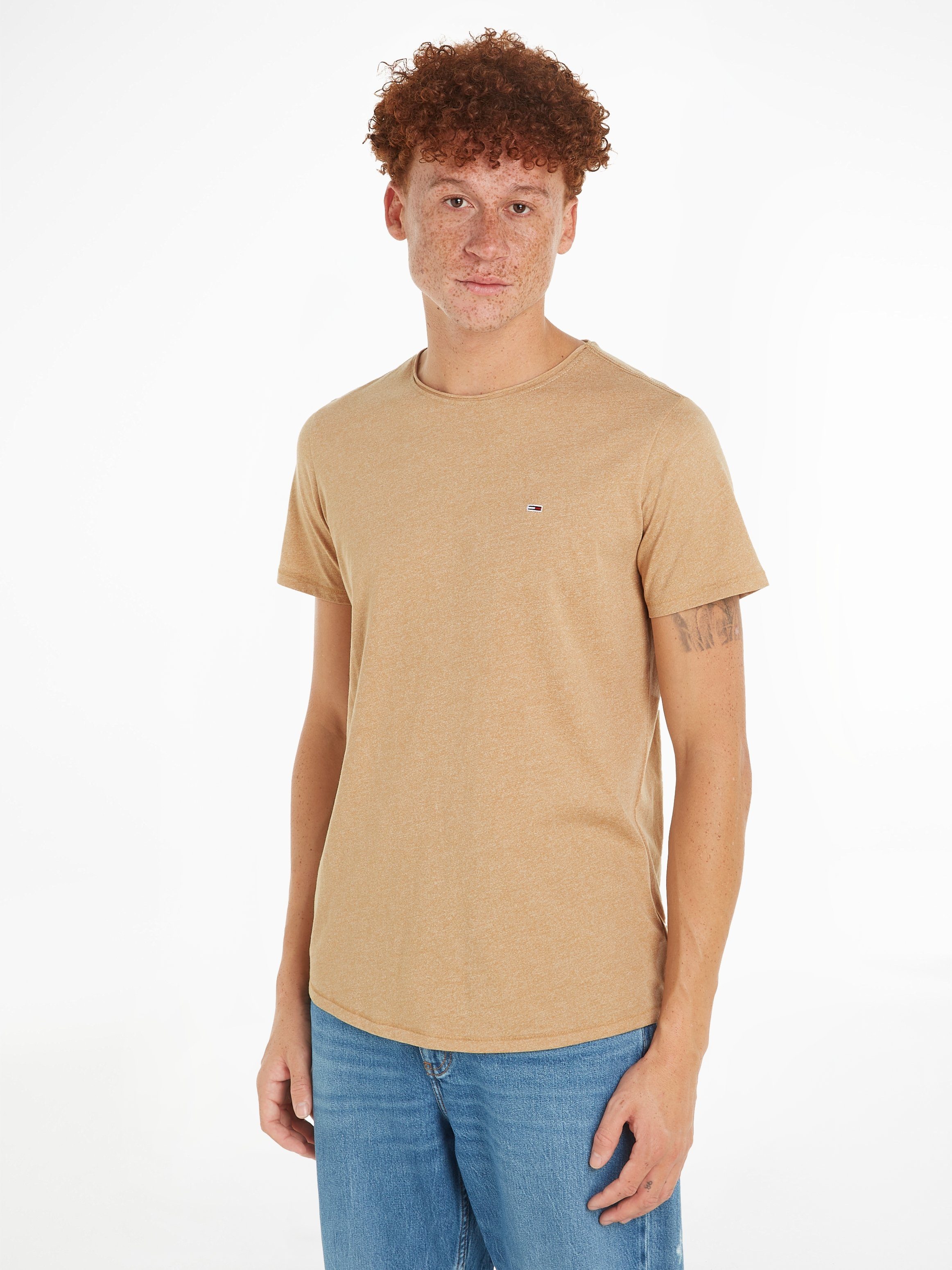 TOMMY JEANS T-shirt TJM SLIM JASPE C NECK Classics slim fit met merklabel