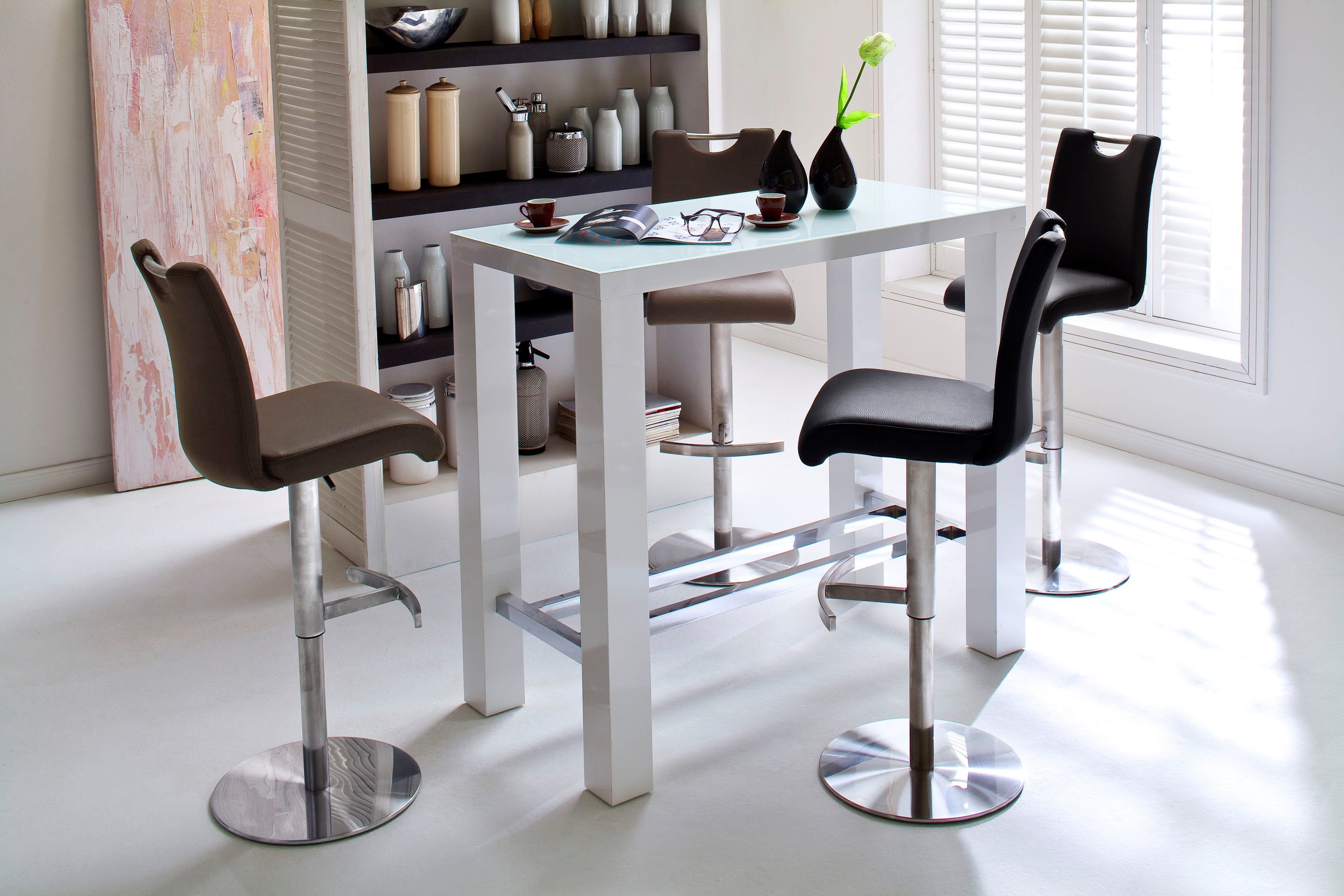 MCA furniture Bartafel Jam Bartafel hoogglans-wit, keukentafel, statafel met veiligheidsglas