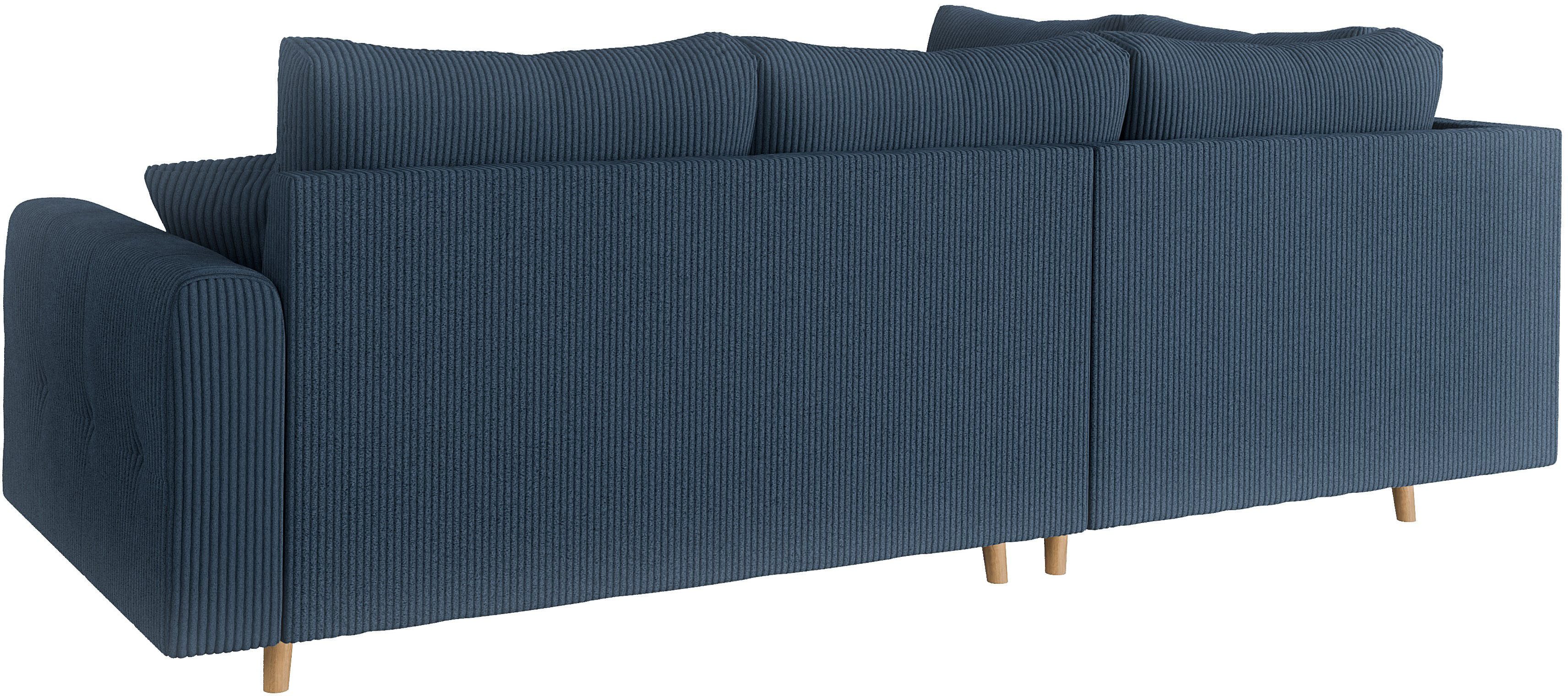Home affaire Hoekbank CHARRE L-vorm met ottomane, afmetingen B/D/H: 231/161/81 cm fijne stiksels, losse rug- en sierkussens, ook in cord en bouclé