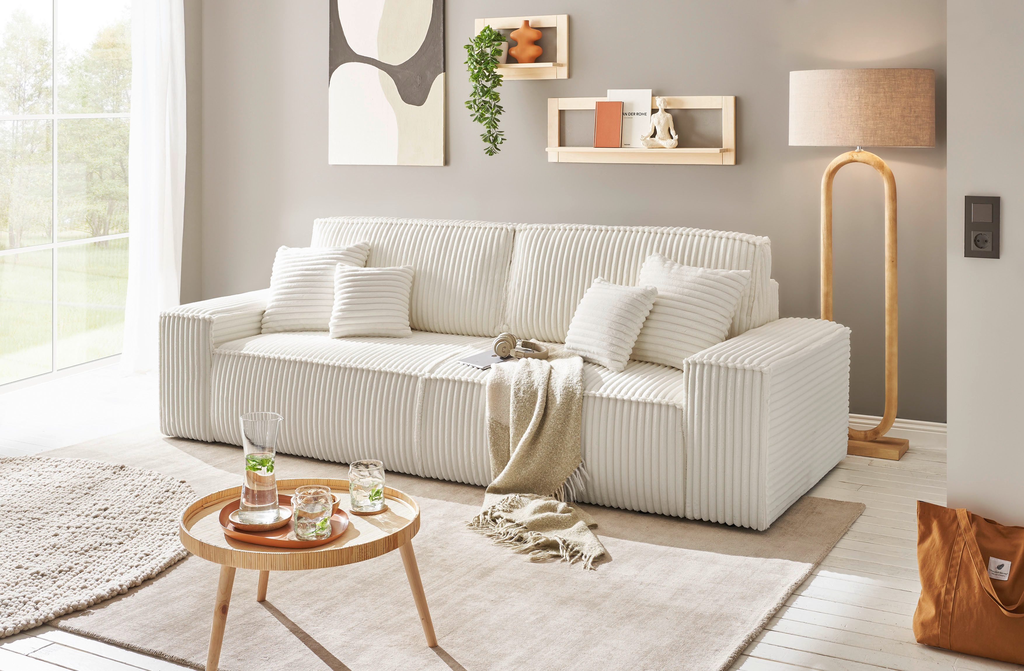 andas 3-zitsbank FINNLEY slaapbank 257 cm, slaapfunctie met bedlade (200/136cm)
