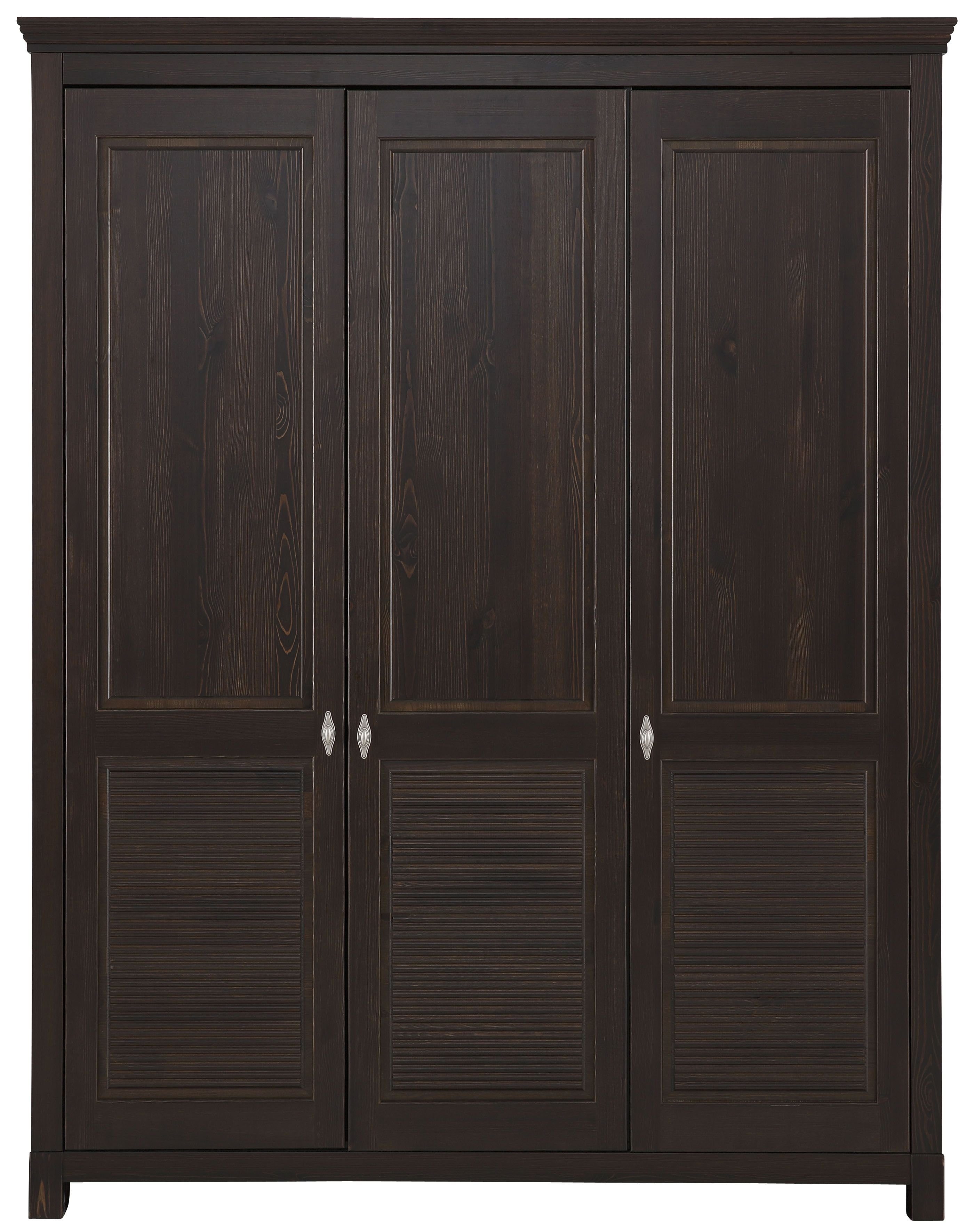 Home affaire Kledingkast Rauna, met lamellen en kassetten, klassiek landelijke stijl, rustiek massief grenen, metalen handgrepen, meerdere varianten, tijdloos design