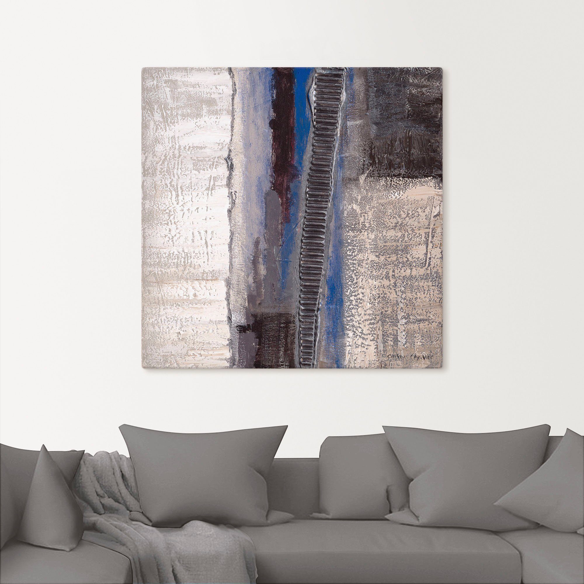 Artland Artprint Blauw/zilverkleur Abstract I als artprint van aluminium, artprint voor buiten, artprint op linnen, poster in verschillende maten. maten