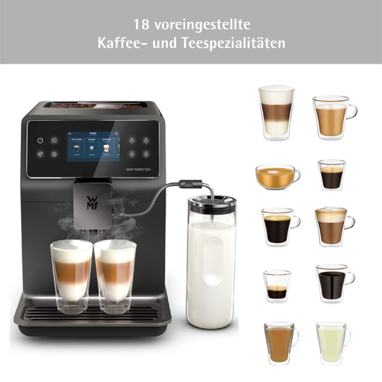WMF Volautomatisch koffiezetapparaat Perfection 890L CP855815, intuïtieve gebruikersinterface, perfecte melkschuim, zelfreinigend