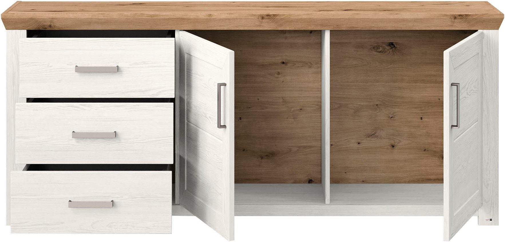 set one by Musterring Dressoir York Type 51, met veel opbergruimte, handvat zilverkleur, B 184 x H 79 cm